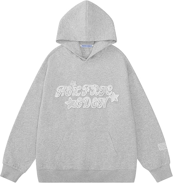 Aelfric Eden Womens Graphic Hoodies Star Lace Print Hoodie Pullover Y2k Cute Oversized Hooded Sweatshirt