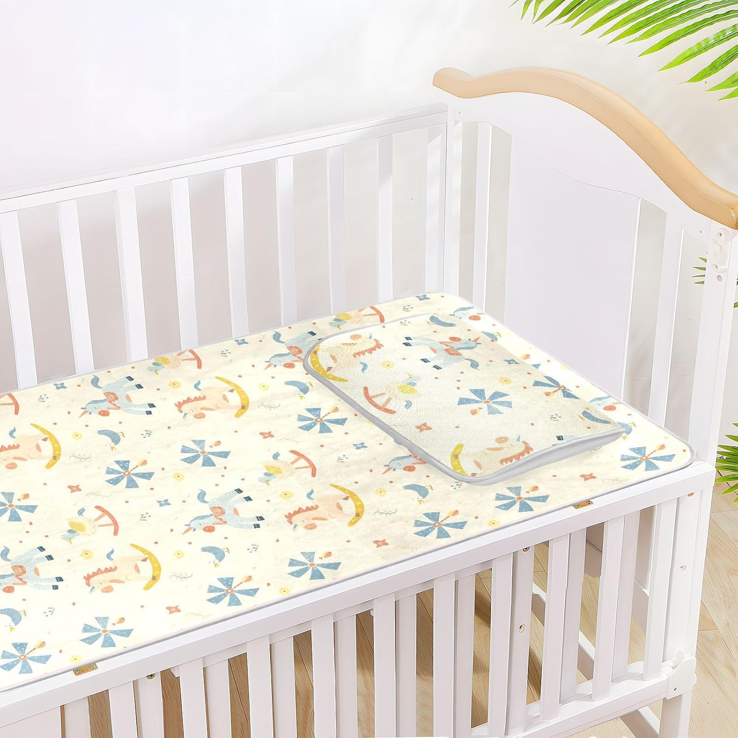 Cooling Baby Waterproof Crib Mattress Cover 28" x 52" Breathable Pee Pads for Baby&Toddler Cartoon Trojan Horse