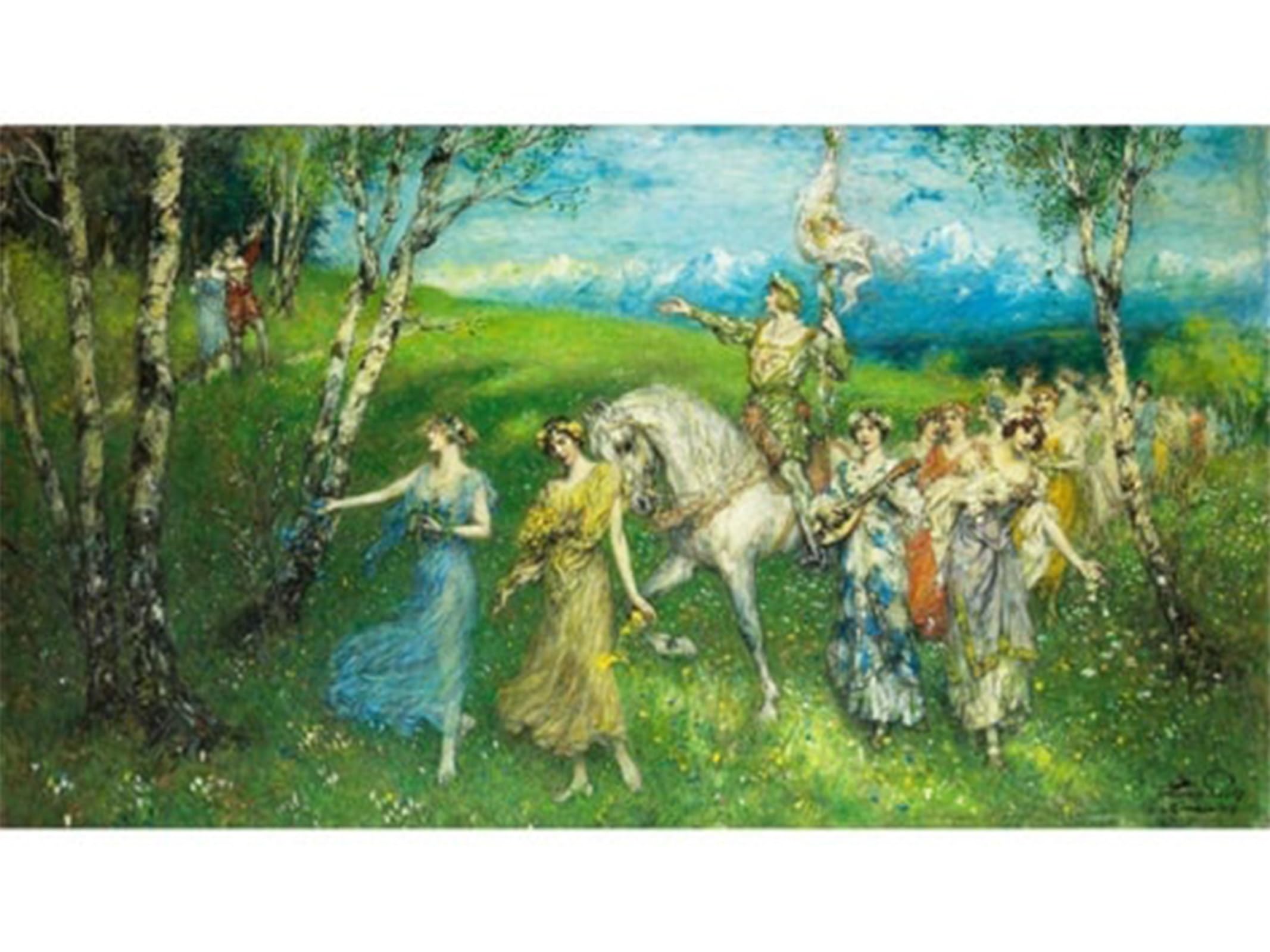 Serendipitp No Frame Vintage Wall Art Canvas Nordic Poster Canvas Print Picture Mit Jungen Frauen Für Einen Heimkehrenden Ritter By Ferdinand Leeke Wall Art Poster For Home Decor 60X90cm