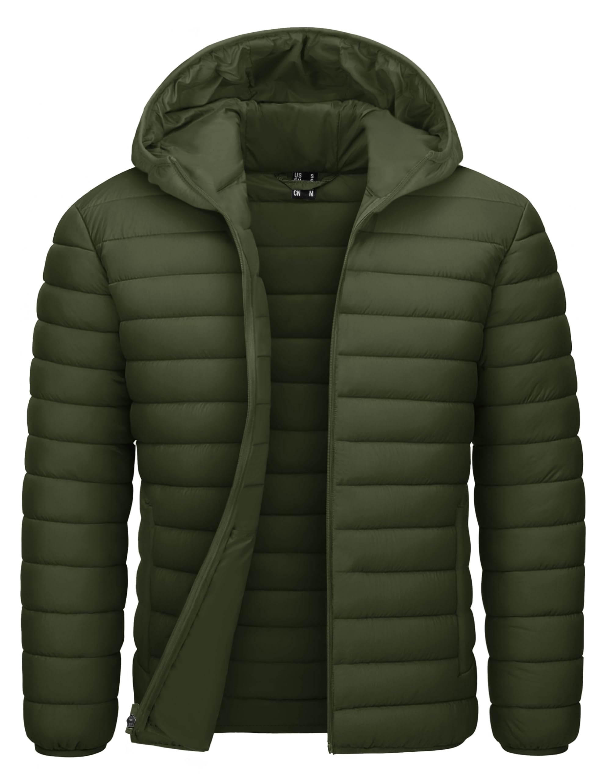 CRYSULLY Men's Puffer Jacket Lightweight Packable Hooded Winter Coats | Warm, Water-Resistant, Windproof, Insulated, Hiking, Skiing, Fishing, Travel, Outdoor, Machine Washable