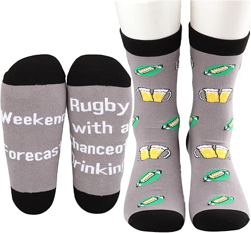 MBMSO 2 pares de calcetines de rugby pronóstico de fin de semana de rugby con una posibilidad de beber divertido regalo de rugby para jugadores de