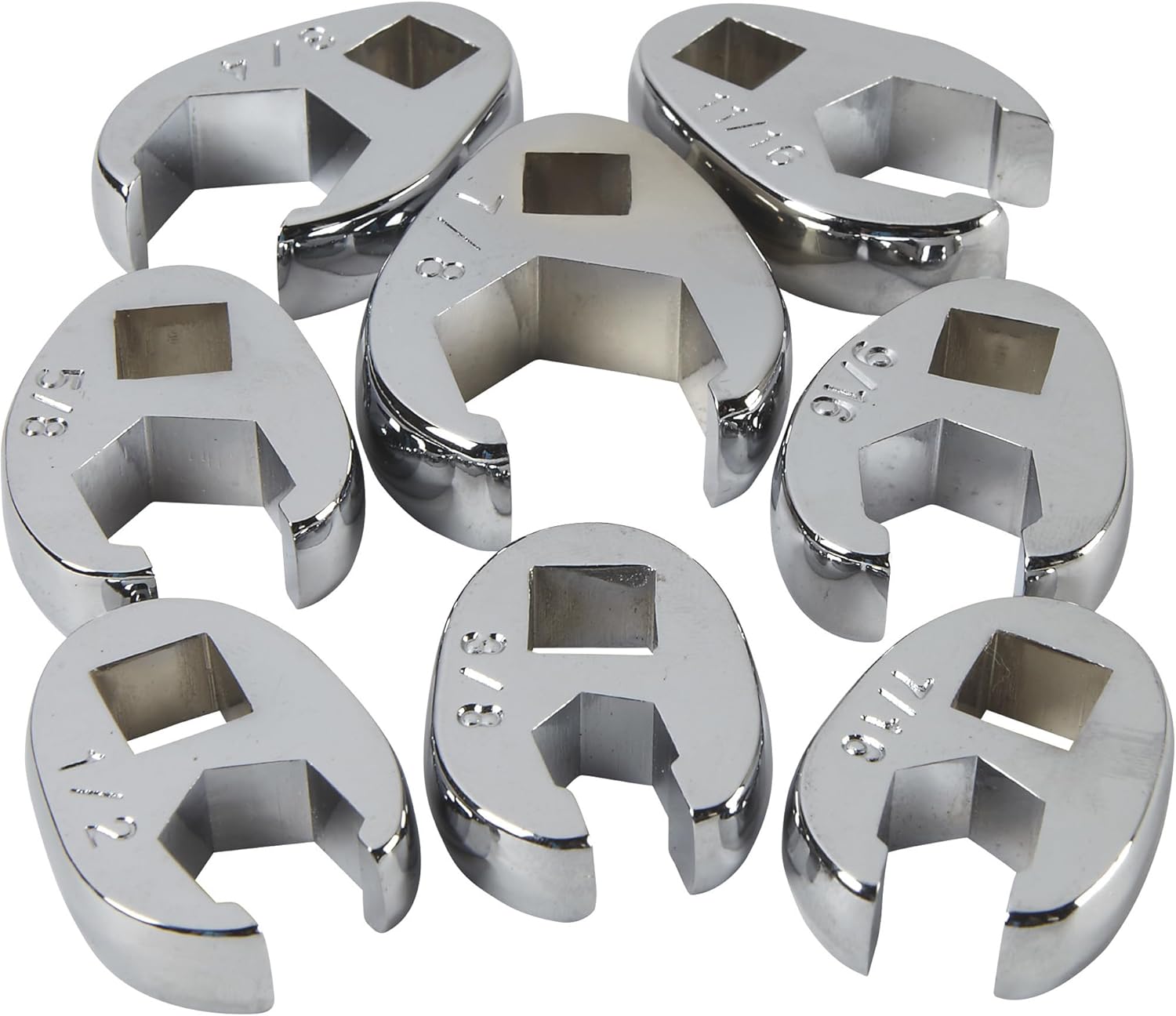 Klutch 3/8in. Drive Crowfoot Flare Nut Wrench Set - 8-Pc. SAE