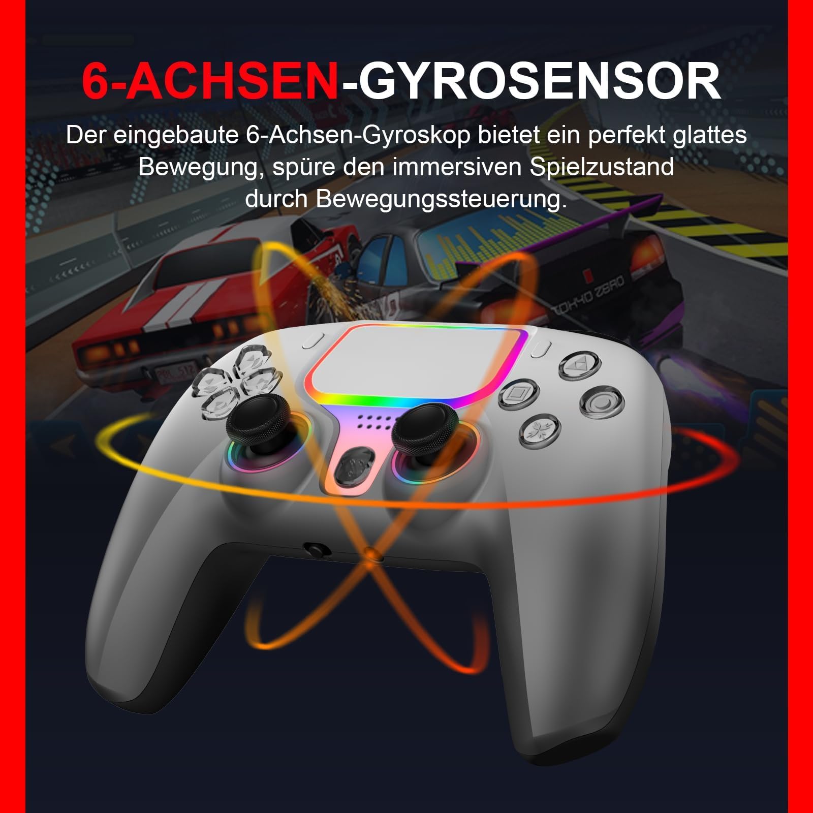 NBCP Wired Controller für PS5 Pro, Slim, PS4, PC/Steam – Kabelgebundenes Gamepad mit Turbo/Makrofunktionen, Dual-Vibration & 3,5-mm-Audiobuchse