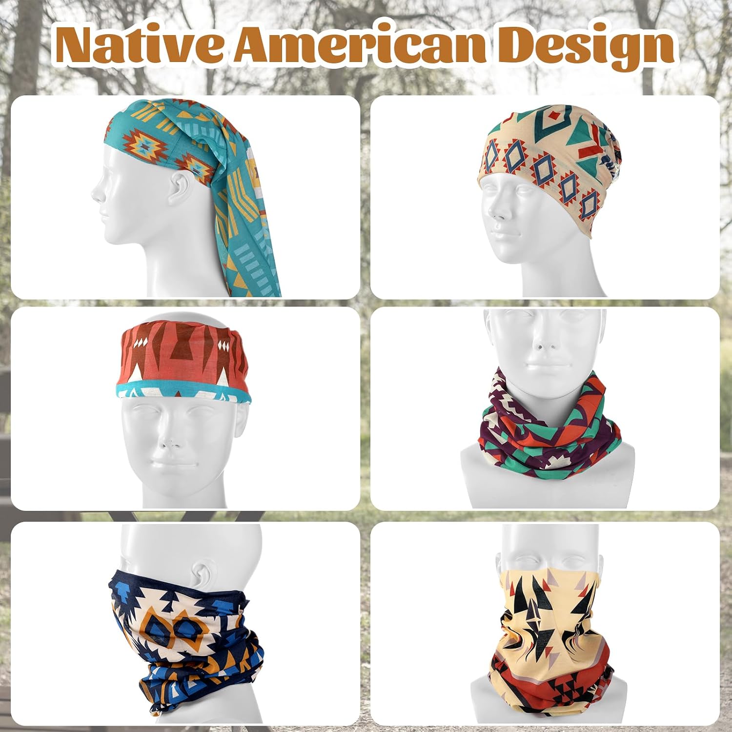 Unittype 9 Pack Native American Neck Gaiter, Breathable Polyester Face Cover, Southwestern Inspired Geometric Print Bandana Tube Scarf Headwear Mask Cover for Men Women Hiking Cycling Running Fishing