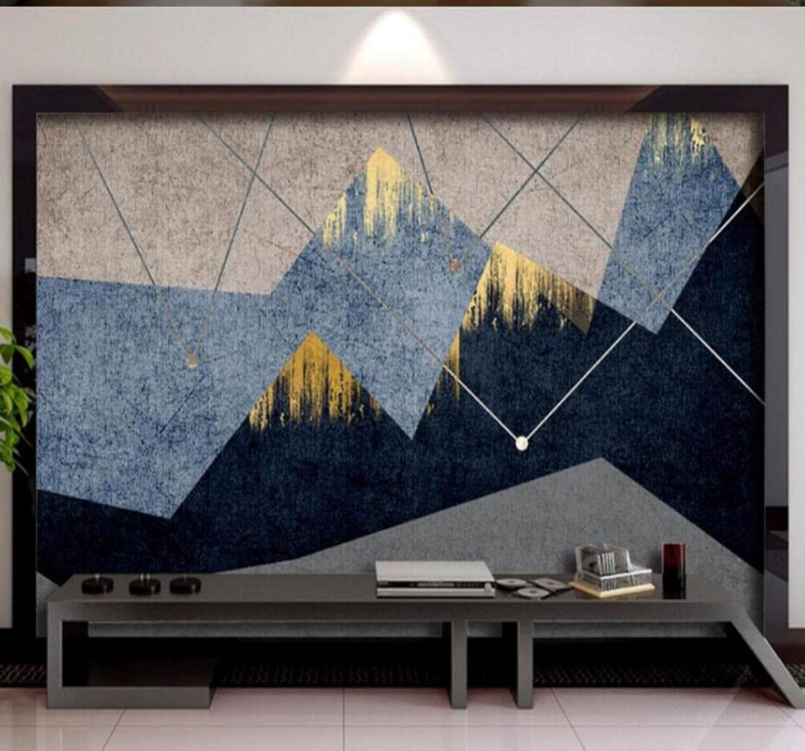 Xlming 250Cm×170Cm(B×H) Abstract Geometric Lines Mountain Peaks Sunlight 3D Wallpaper Luxury Silk Study Dining Feature Sofa Grey Bedroom Living Room Tv Decorative Wall-250Cm×170Cm
