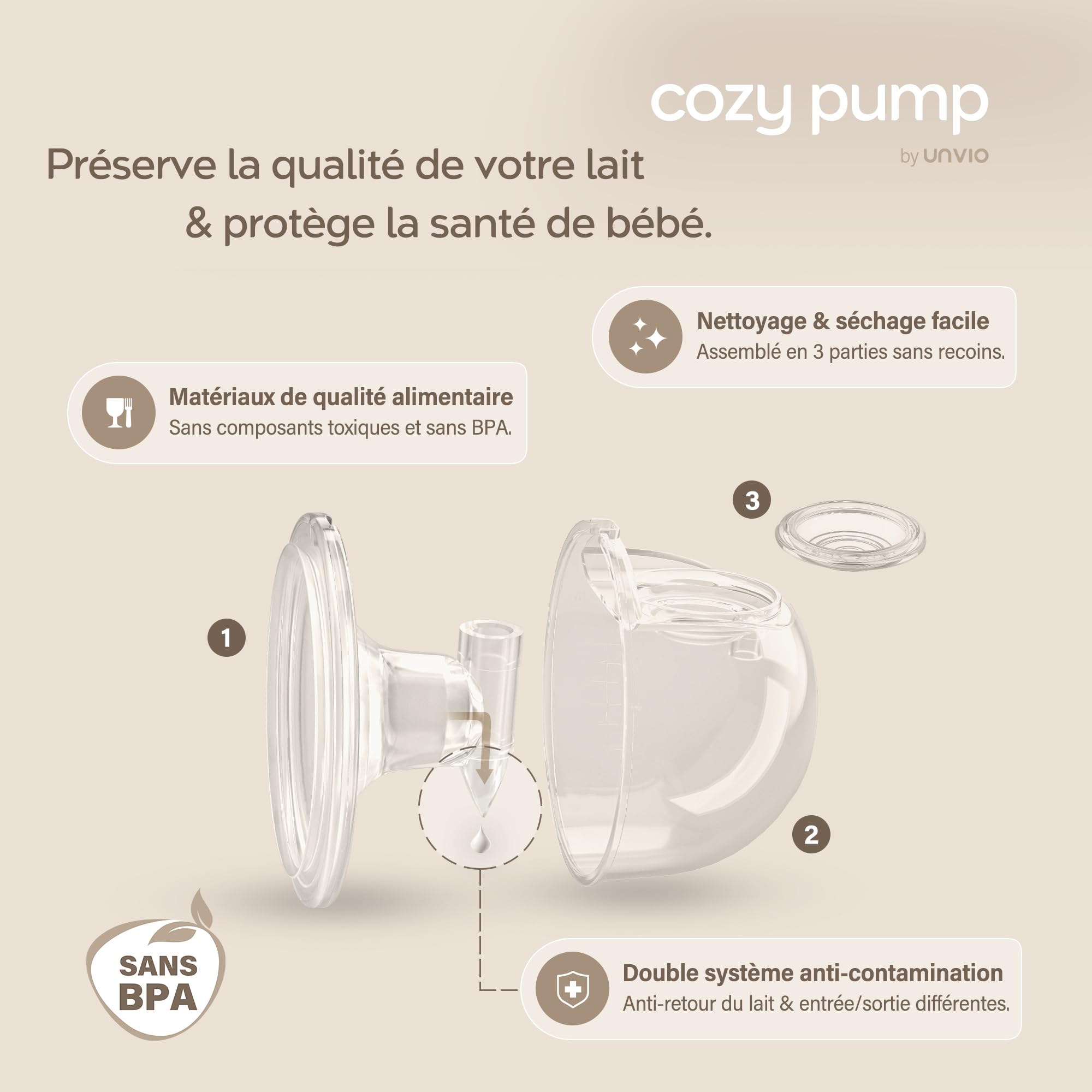 Tire lait electrique main libre Cozy pump – Le plus Efficace des tire-laits portable, kit allaitement nomade avec accessoires et sachet conservation lait maternel - Cadeau bébé naissance, futur parent