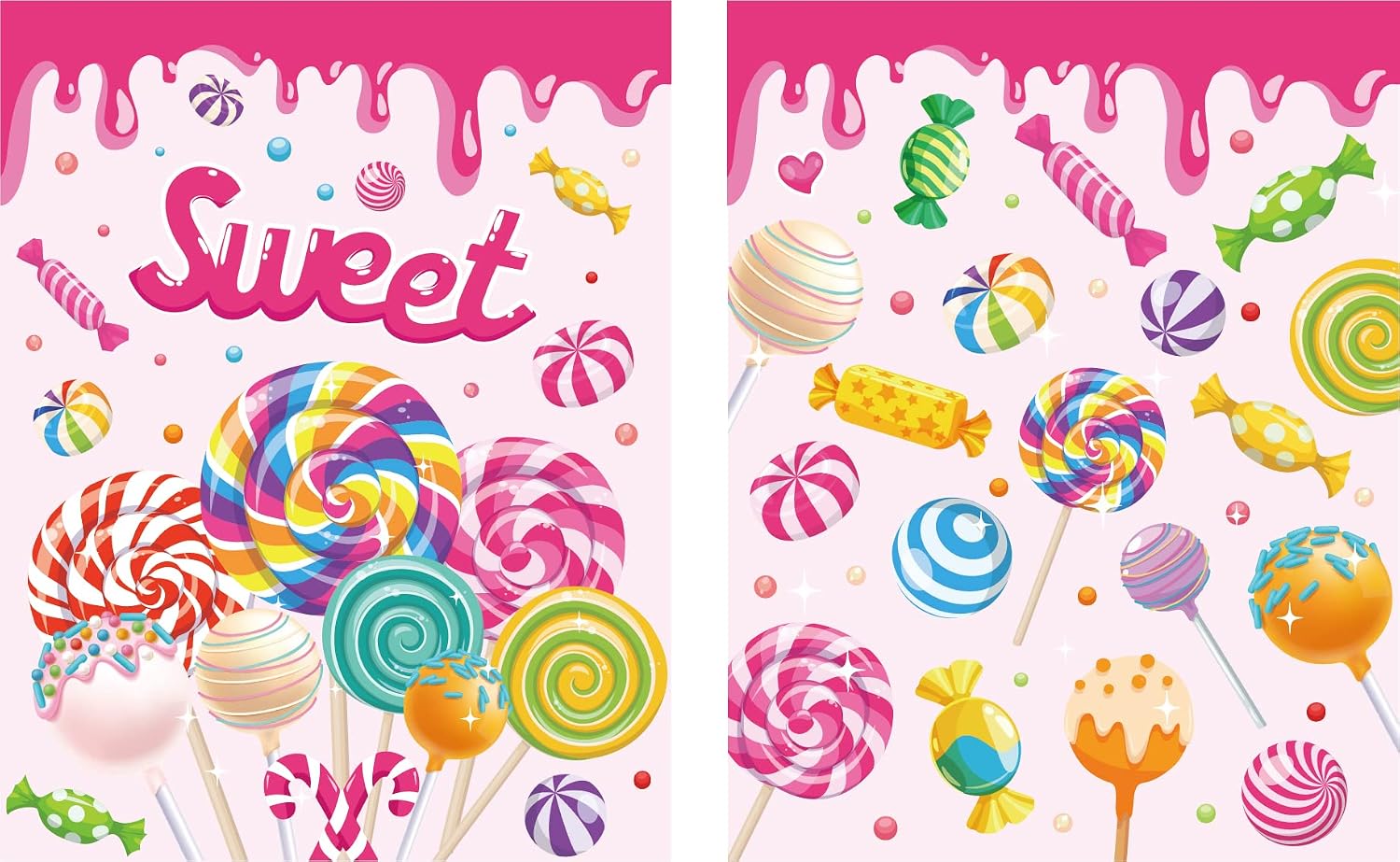 CC HOME 12 Pack Lollipop Drawstring Party Bags,Sweet Candy Gift Treat Bags for Kids Girls Boys Birthday Party, Lollipop Theme Baby Decorations, 10.6 x 13.4inches