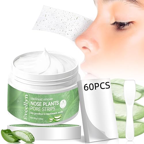 Máscara removedor de puntos negros, 1.06 oz, tiras de poros de nariz, 60 unidades, tiras de poros de limpieza profunda para puntos negros, aprieta
