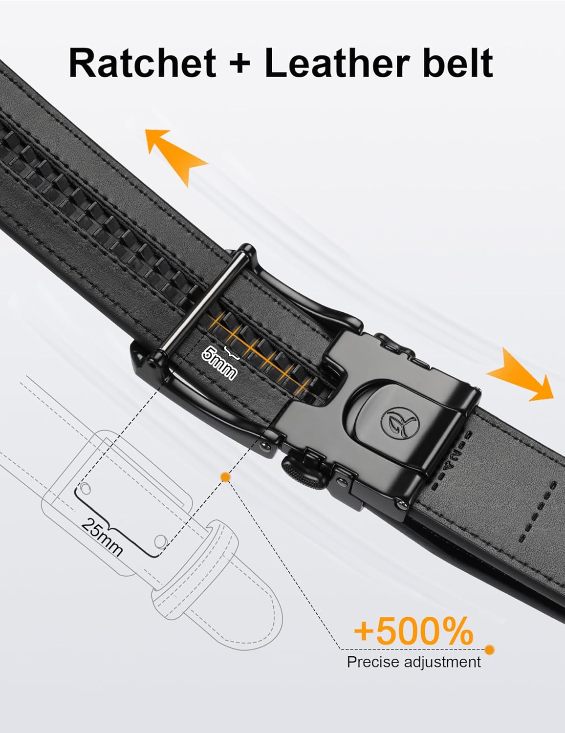 JUKMO 1.5" (38mm) Leather Ratchet Belt for Men in Gift Box - Image 3