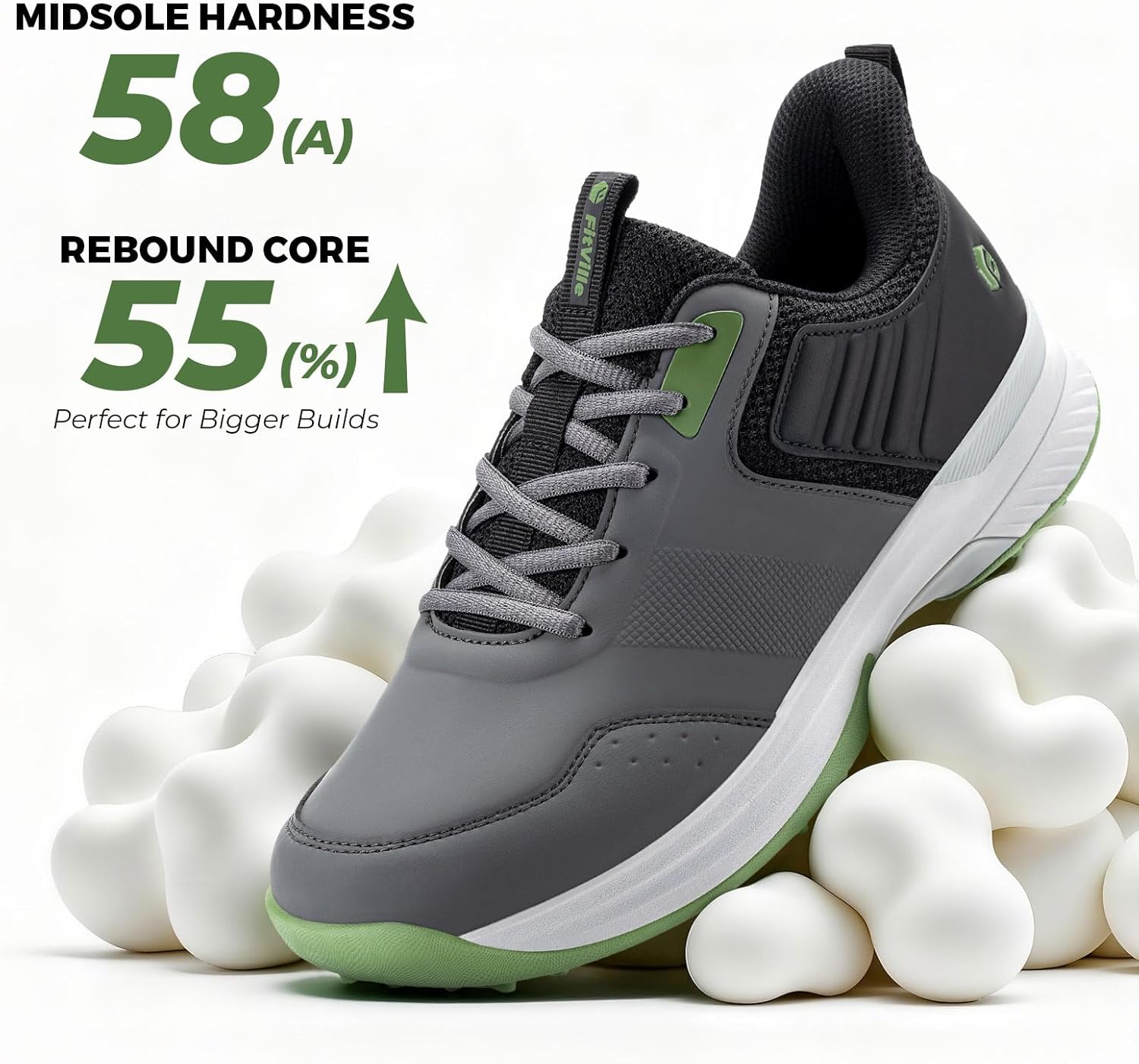 FitVille Wide Golf Shoes for Men, Wide Toe, Slip-on, Hands Free, Stability, Comfortable, Grip, Traction, 6 Non-Removable Cleats, Golf Course - Image 5