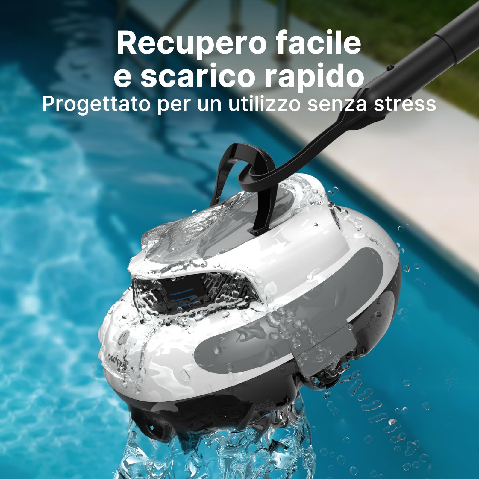 POOLPURE 2026, robot da piscina, batteria da 5000 mAh, pulizia potente, batteria da 120 min, batteria senza fili, aspirapolvere per piscina, parcheggio automatico, indicatori LED, impermeabile IPX8