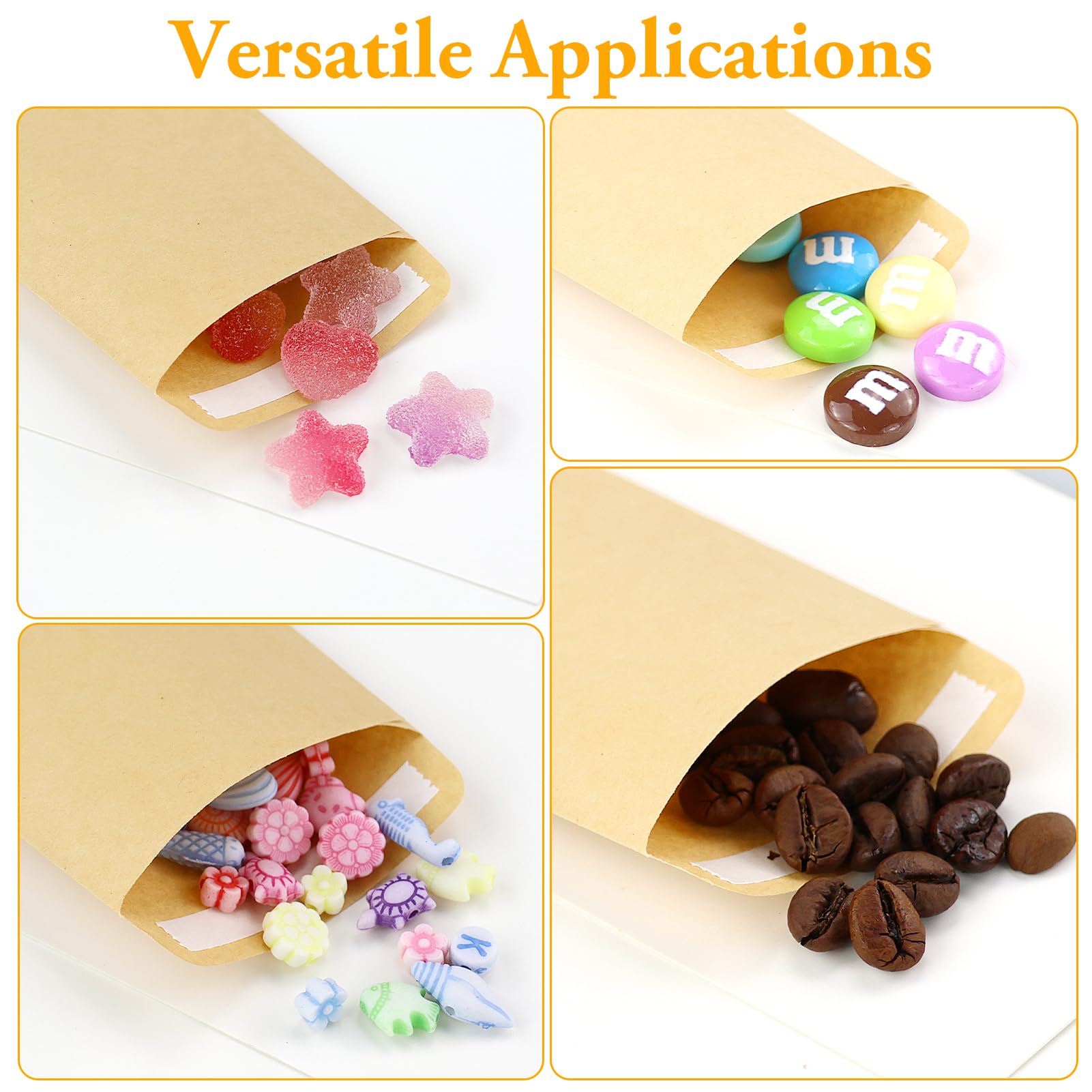 150 Pezzi Mini Sacchetto di Carta Kraft Busta Pacchetti per Semi (6x9) con Nastro Biadesivo