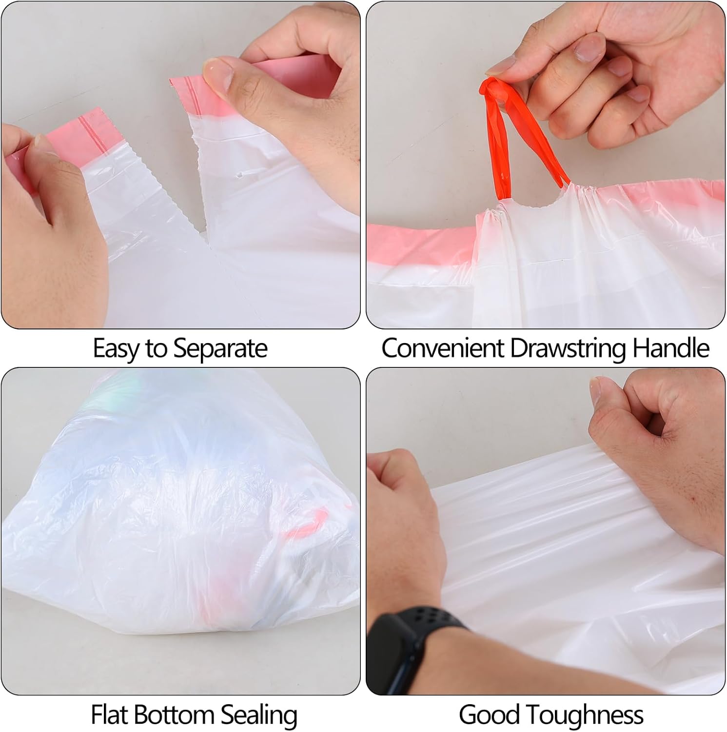 Ggbin 30 Gallon Drawstring Trash Bags, Large White Garbage Bag, 64 Counts