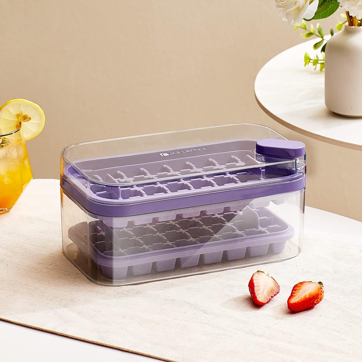 UMAI 2 Layer Ice Cube Trays with Storage Box & Ice Scoop | 64 Compartments | One Press Demolding | Ice Cubes for Whiskey Cocktails Mocktails Soft Drinks | BPA Free (Purple) (B0CSYGKS47) Amazon Price History, Amazon Price Tracker