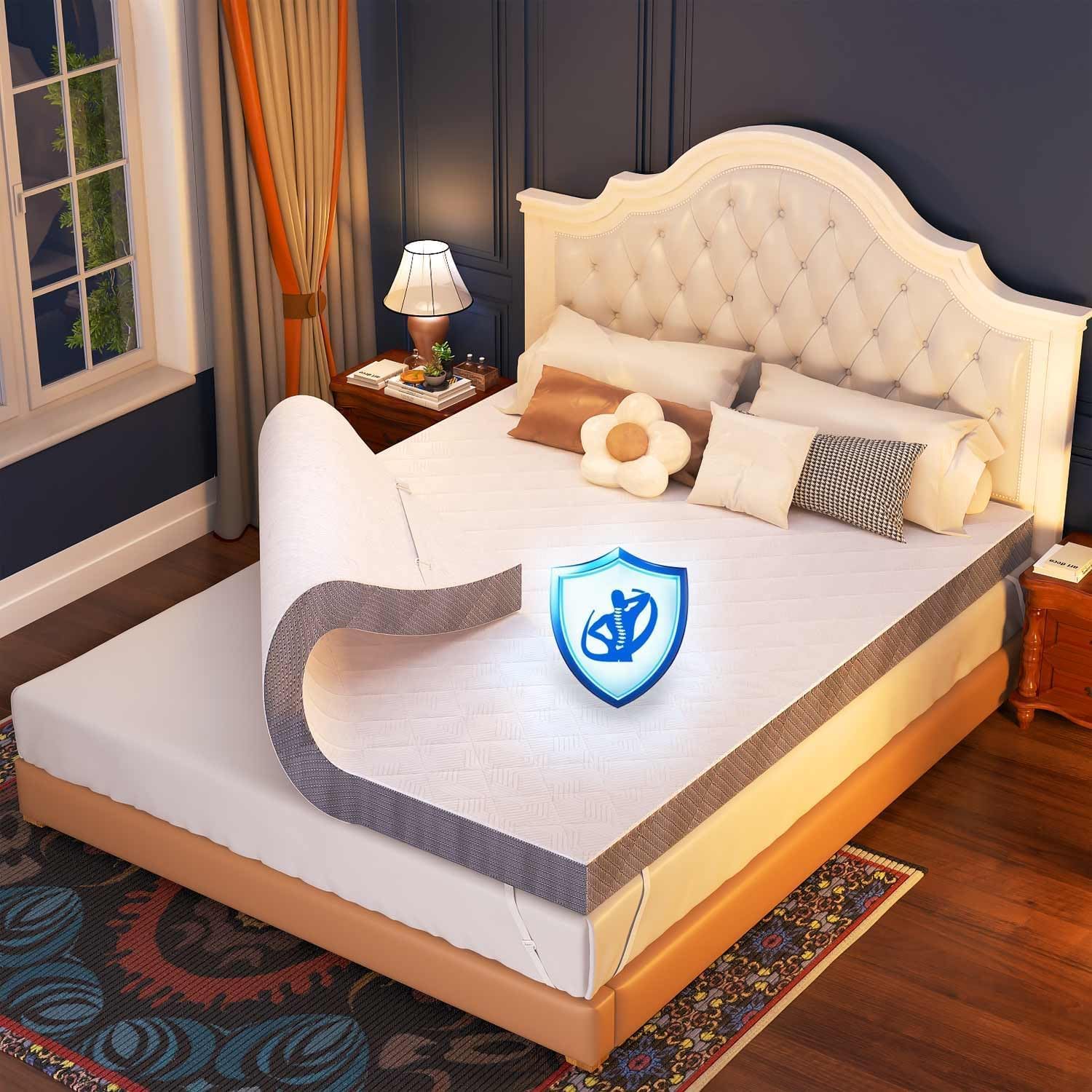 Glendan Full Firm Mattress Topper: 3 Inch High Density Memory Foam for Body Pain Relief - Cooling Breathable Bed Topper - Bamboo Washable Cover with Anti-Slip Straps - CertiPUR-US Oeko-Tex Certified Full Firm-7/10 Grade