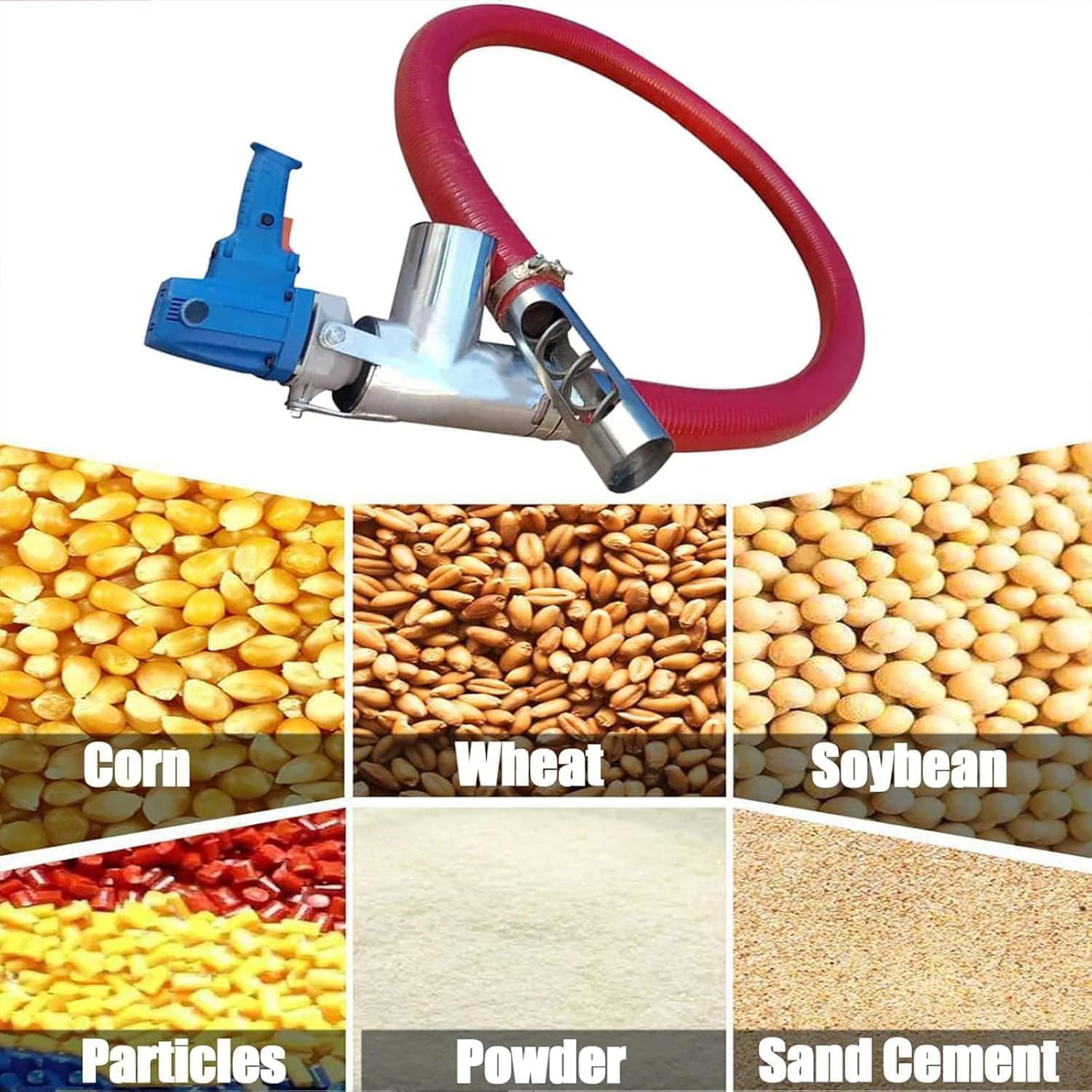 Grain Suction Auger Pump - Portable Grain Conveyor Auger Small Household Car Grain Suction Machine Screw Conveyor- High Suction for Small Particles of Cement, Grain, Fertilizer, Gravel(237in)