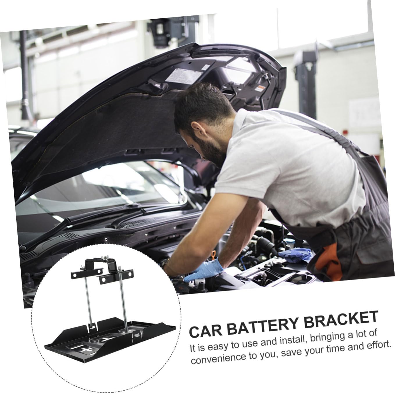 1 Set Support de Batterie de Voiture en Fer Noir pour Batterie Automobile | Fixation pour Batterie de Voiture, Surface Lisse, Dureté, Résistant à Rouille