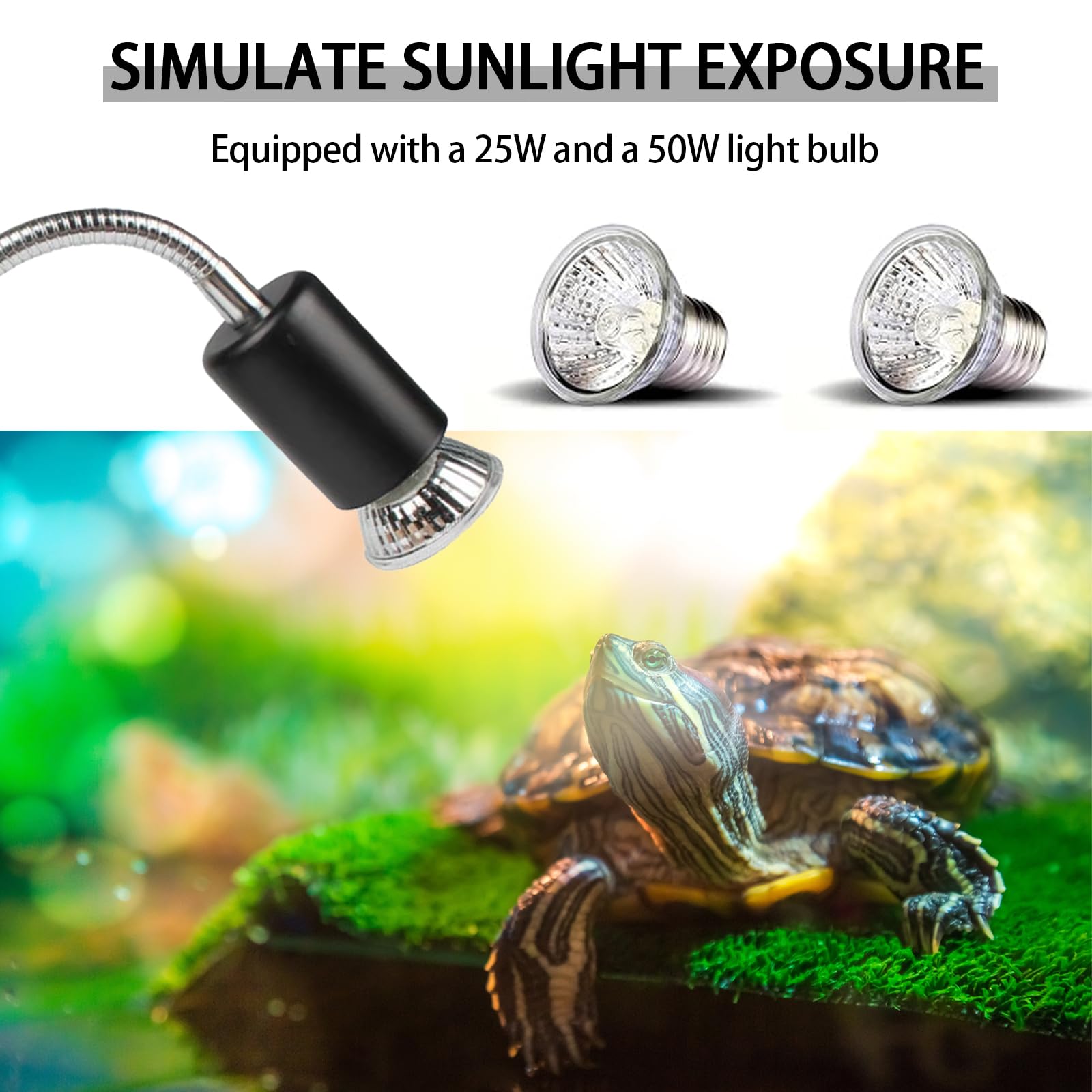 Schildkröten Wärmelampe, Reptilien Terrarium Lampe mit Clip UVA/UVB 25W und 50W Heizlamp Wärmespotlampe E27 Lampenfassung Reptilien Heizlampe für Eidechsen, Schildkröte, Eidechse, Schlangen