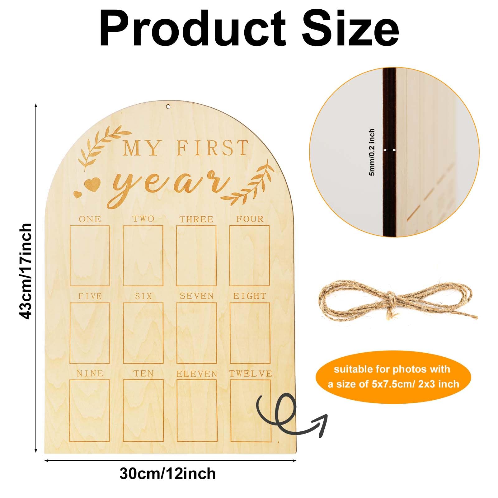 Baby Meilenstein Bilderrahmen - My First Year Rahmen 43x30cm Personalisierbar