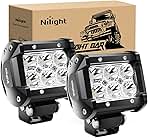 Nilight Led Pods 2Pcs 18W 1260LM Spot Off Road Lights Super Bright Driving Fog Boat Lamp Work Lighting Bar for Trucks Van Camper Wagon Car Pickup Golf Cart ATV UTV SUV Boat 4x4