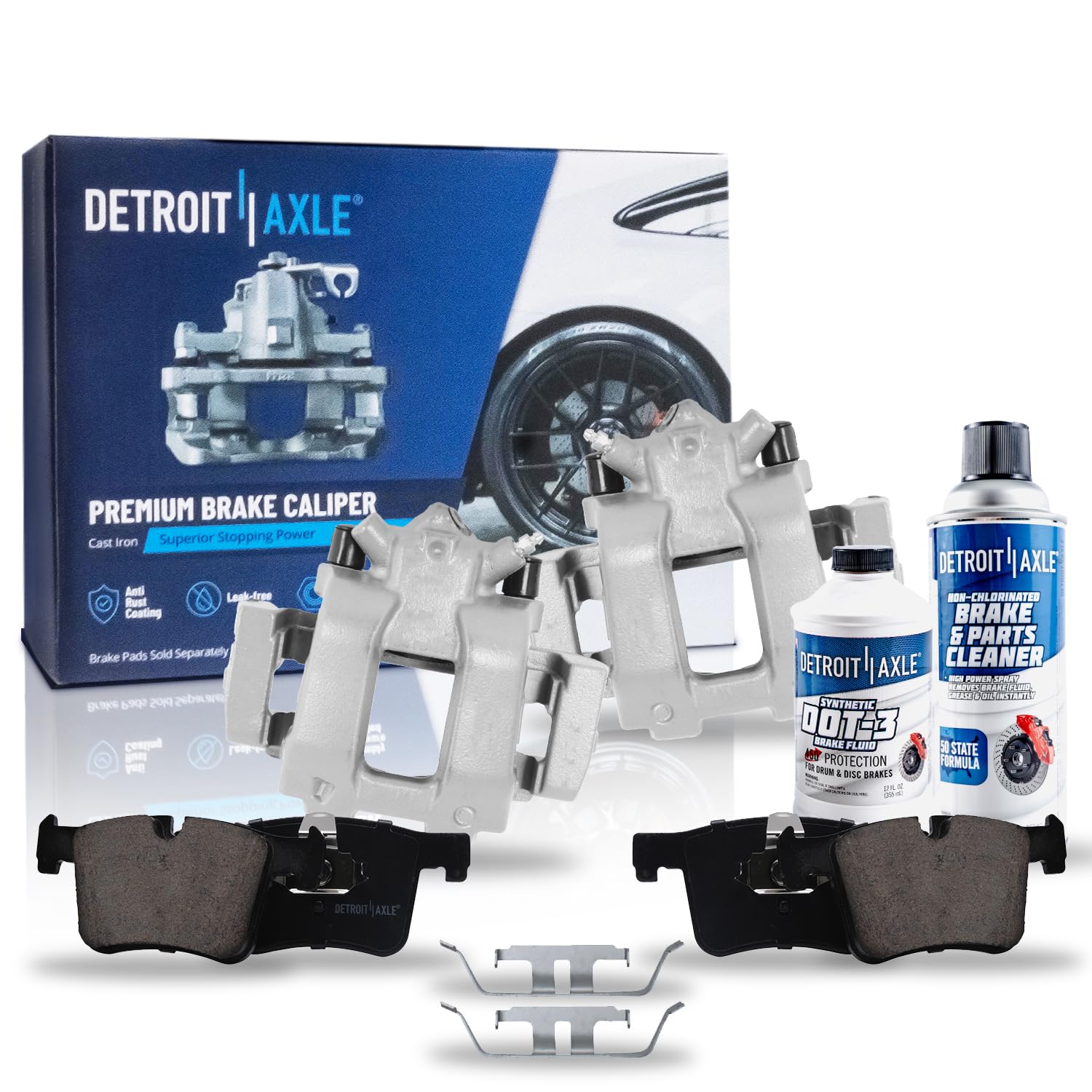 Detroit Axle - Front Disc Brake Caliper w/Bracket Ceramic Brake Pads