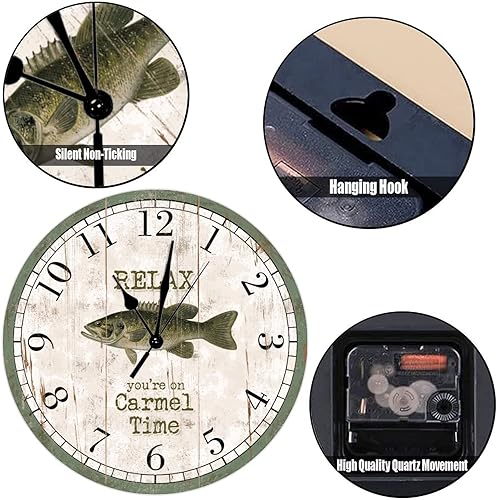 Miniatura 3 de Relax You're On Time - Reloj de pared decorativo personalizado de 15 pulgadas, relojes redondos de boca pequeña, decoración de playa, océano,