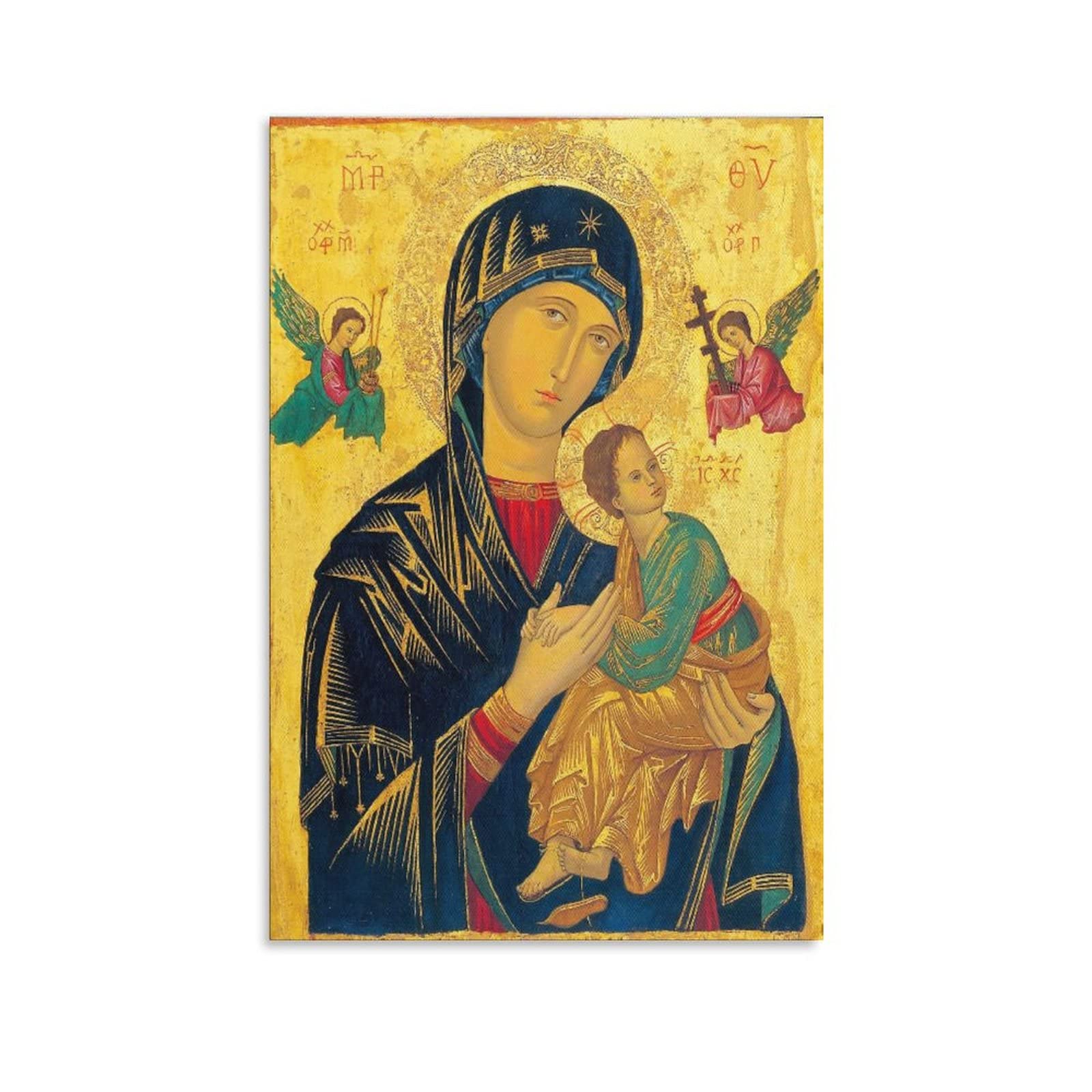 JINGZPerpetual Help Mother of God Virgin Mary Canvas Poster Wall Art Decor Print Picture Paintings for Living Room Bedroom Decoration 12x18inchs(30x45cm)