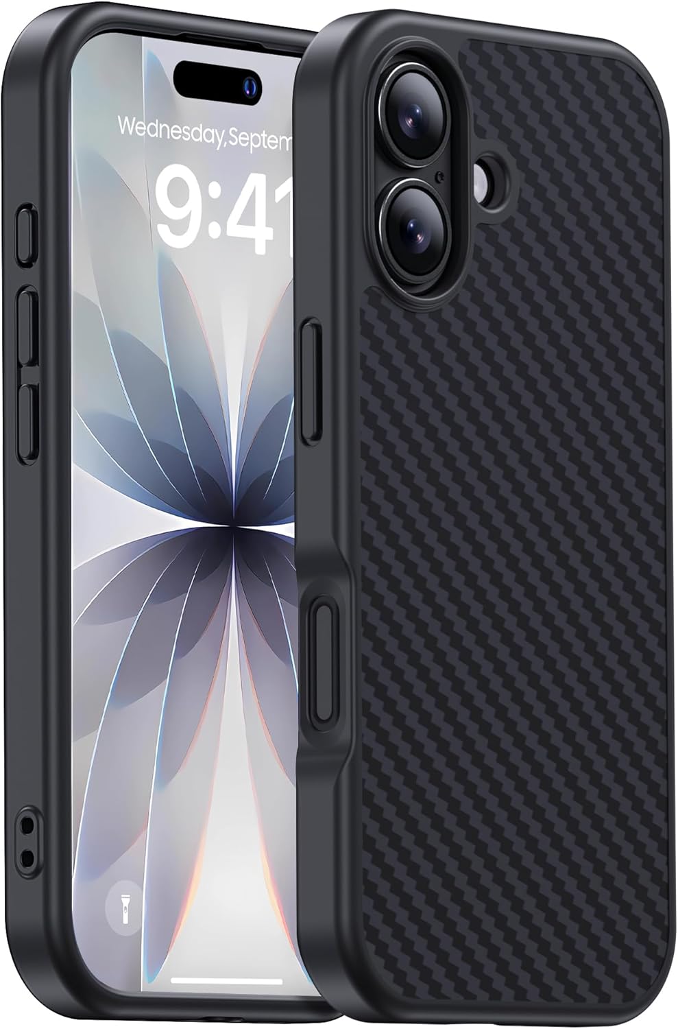 for iPhone 17 Case Carbon Fiber Black/Grey(Twill), Fits MagSafe, Military-Grade Drop Cover, Sturdy Bumper, Supports Wireless Charging iPhone 17 Black/Grey