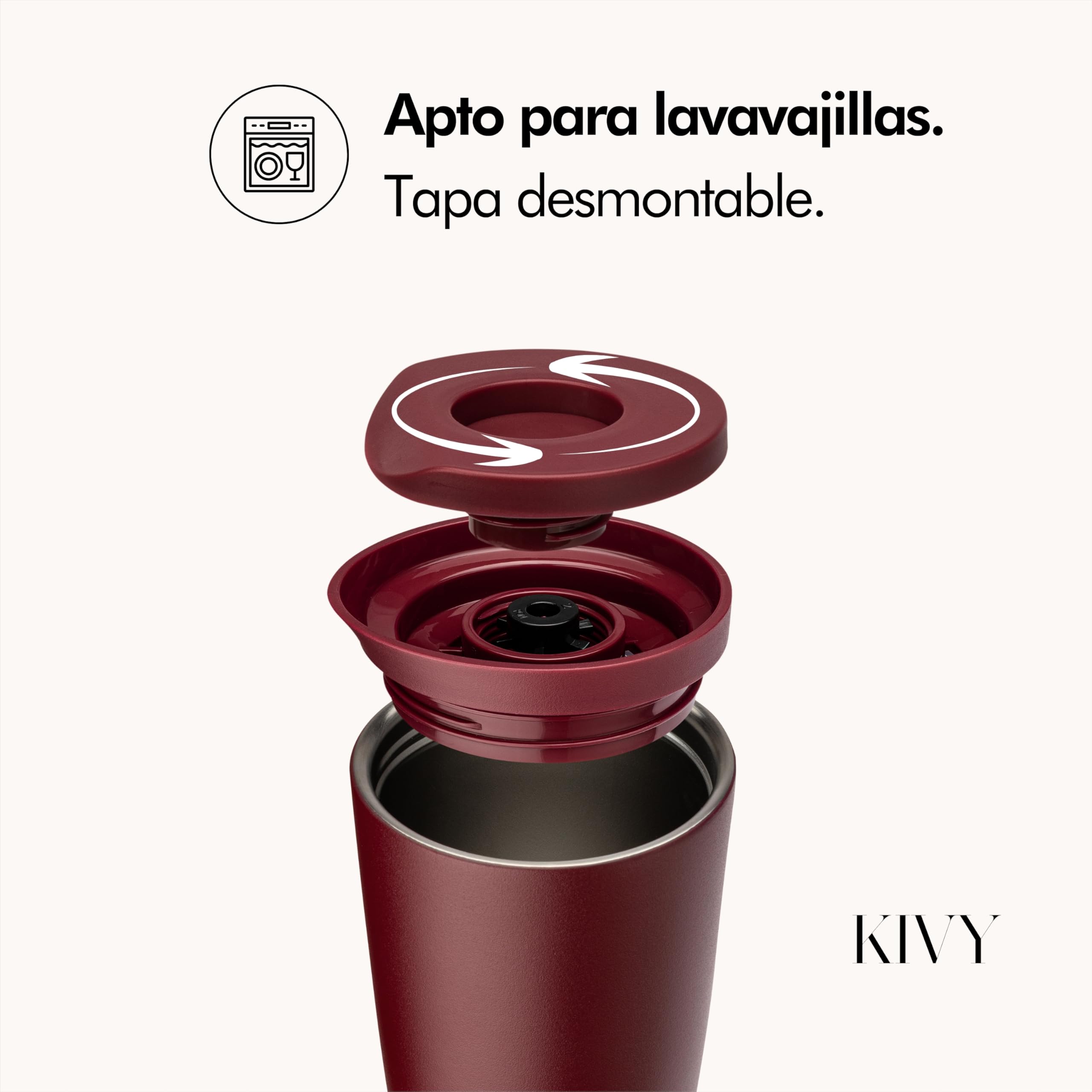 KIVY Termo de Café 350ml [CIERRE QUICK PRESS] - Vaso Termico - Taza Termica Llevar - Para Bebidas Frías & Calientes - Travel Mug - Sin BPA & A Prueba de Fugas - Doble Pared & Acero Inoxidable - Bleu — view 10