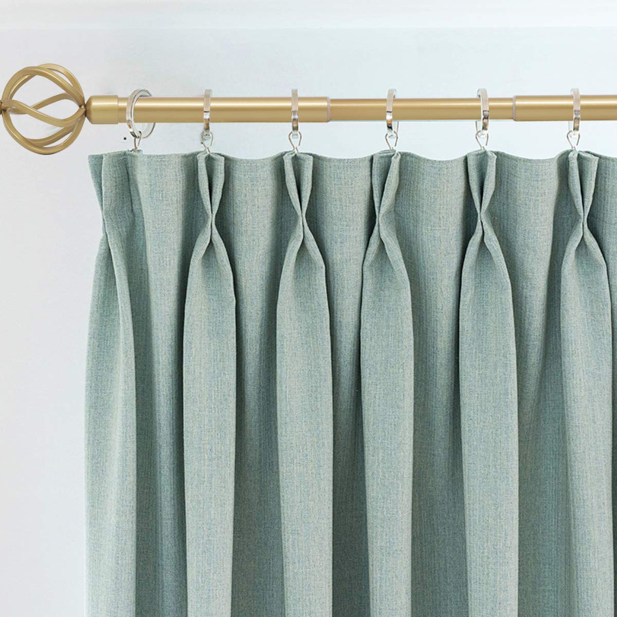 2 Pack Empyrean Grace Gold Curtain Rod, 22-42 in, Brass Single Rod with Twisted Cage Finials, 3/4" Metal Single Rod Window Treatment Rod Drapery Rod
