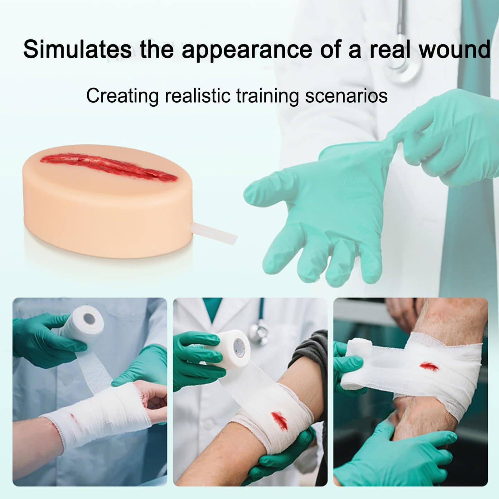 Trainer d'emballage De Plaie, ModèLe D'HéMostase De Plaie CoupéE, ModèLe De Simulateur De Laceration, MatéRiel en Silicone Et Lavable, pour Les Cours De Formation De Premiers Soins