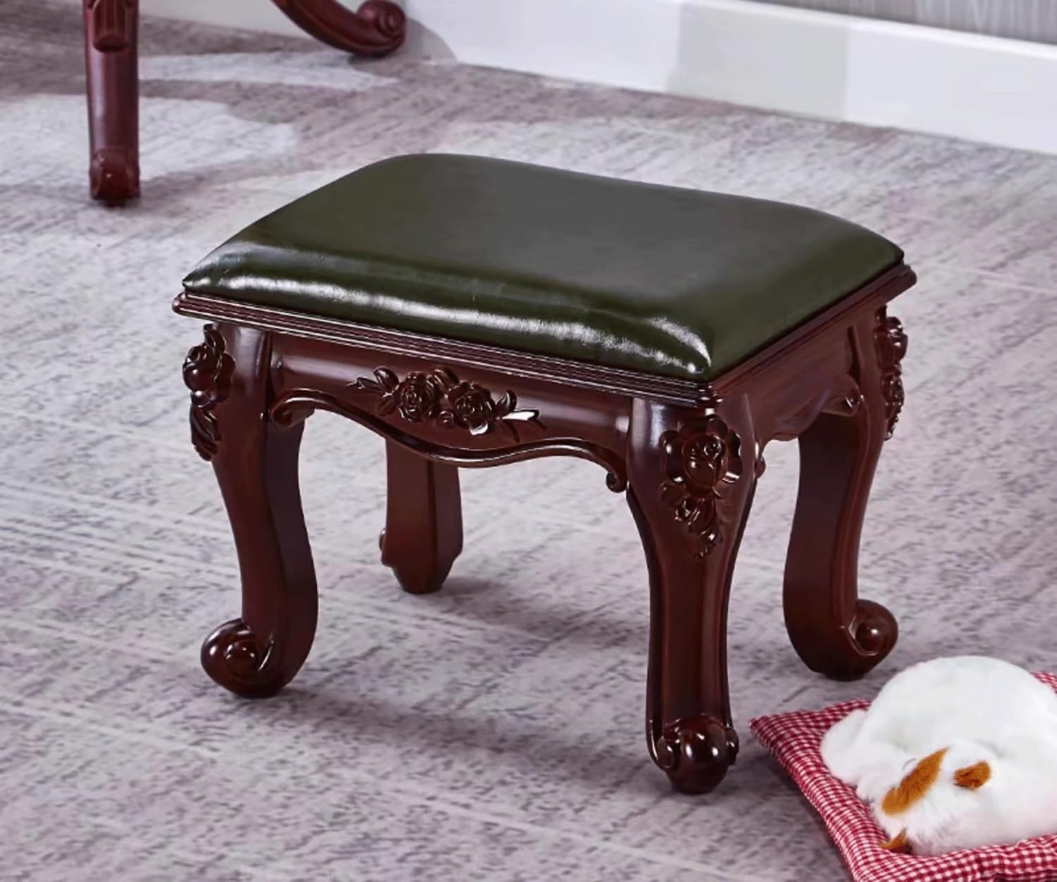 Repose-pieds de salon chic vert foncé, tabouret de table basse de style européen