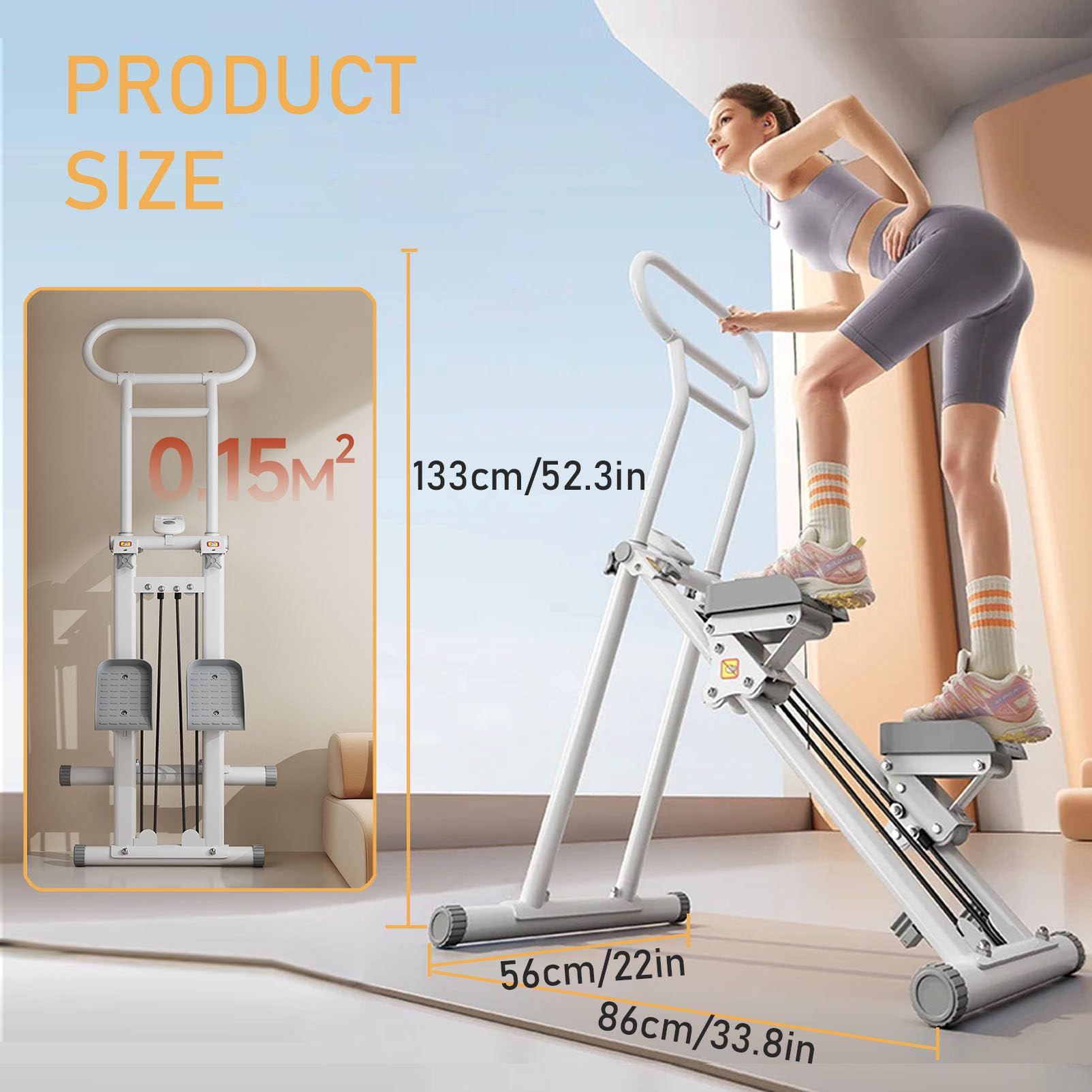 Stepper Fitness Casa Macchinario per Arrampicata Verticale Pieghevole Altezza Regolabile Donna Uomo Anziani Climber Macchina per Esercizi Cardio Allenamento Gambe