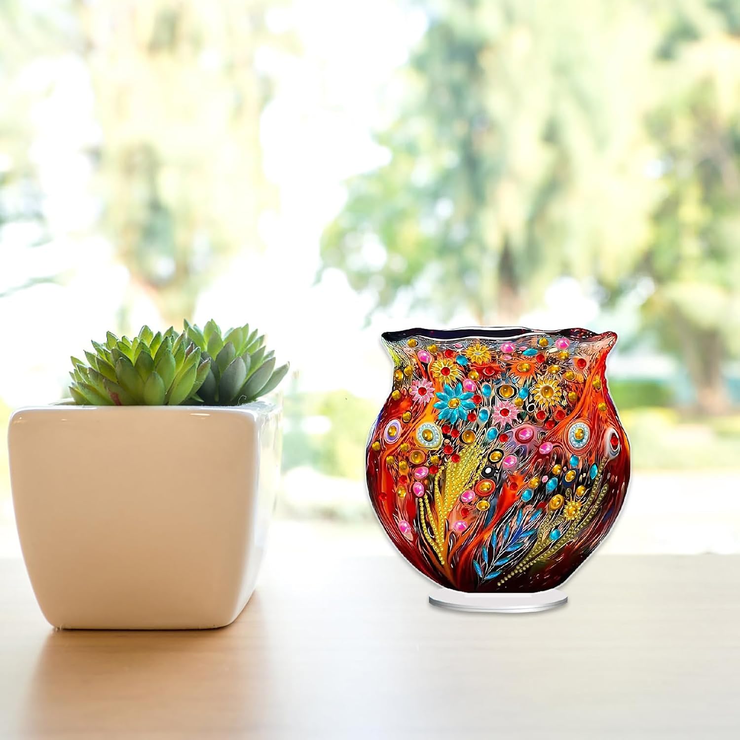 DIY Diamond Art Painting Double-Sided Vase, Ornament Handmade Christmas, Desktop Decor Dot-Drill, Diamond Tabletop Ornament with Sparkling Patterns, Diamond Art Home Decor-2PCS
