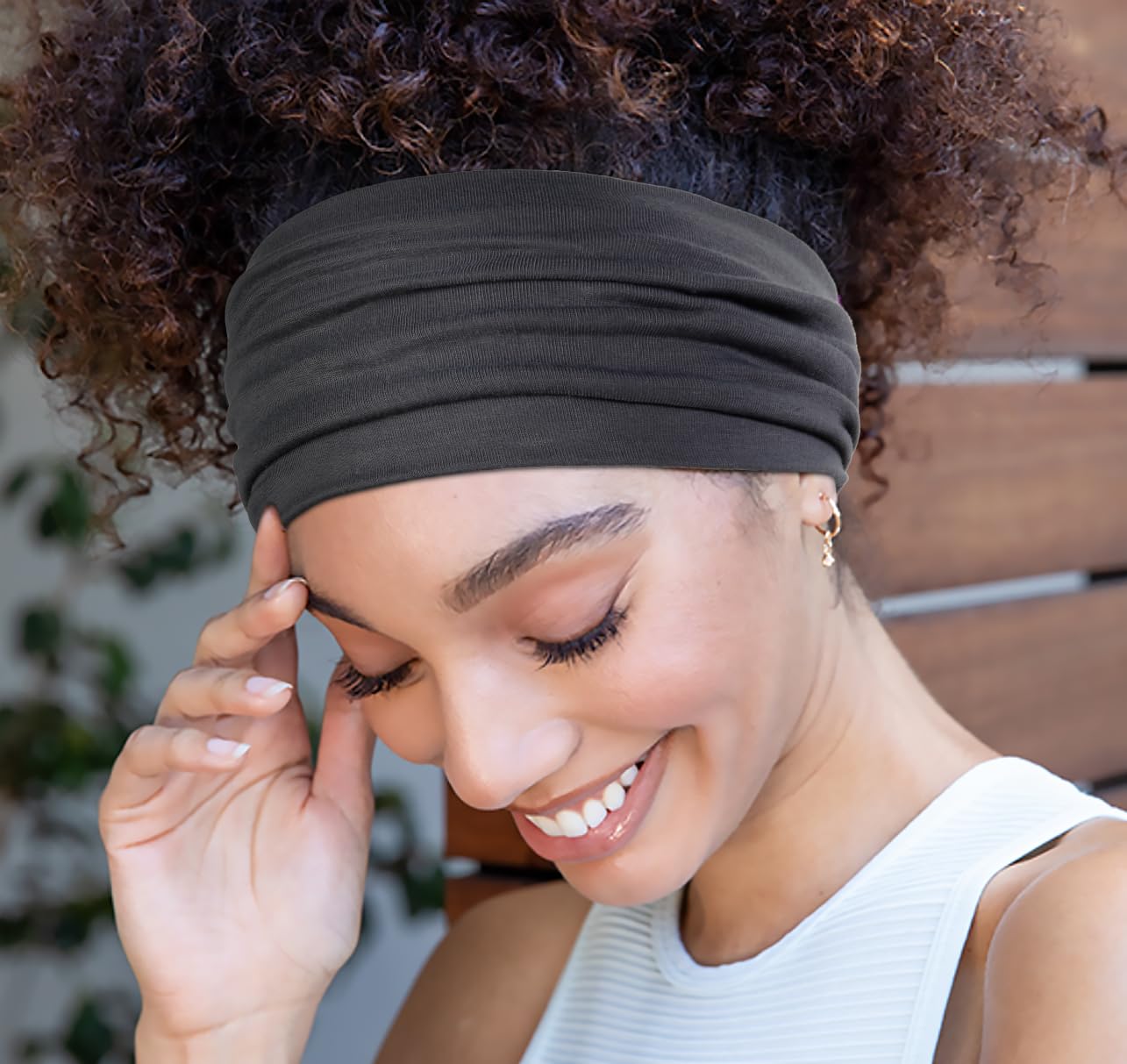 Wide Headbands for Women Non Slip Thick Large Head Bands for Women's Hair, Cloth Fabric Stretchy Hair Bands for Yoga Workout - Image 5