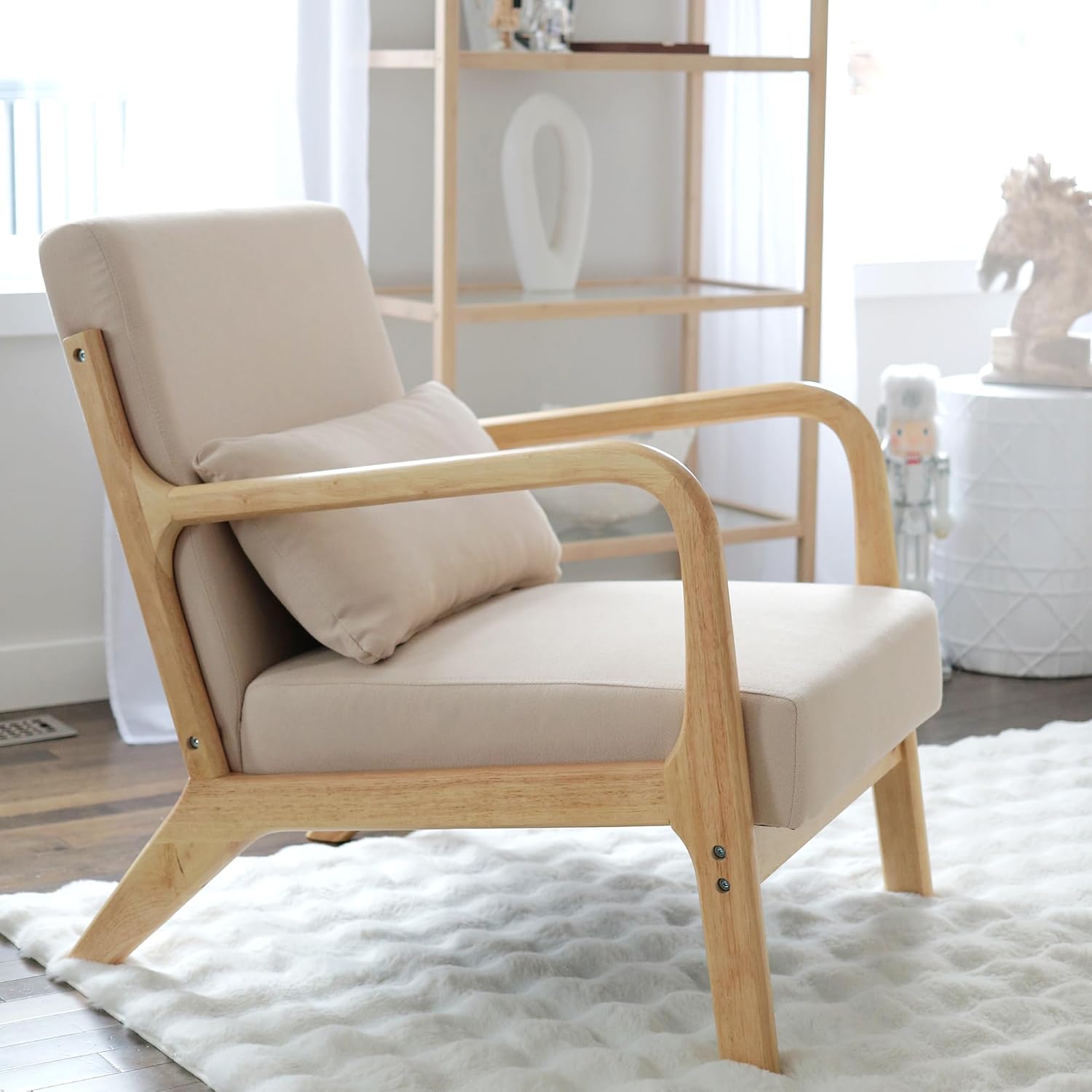 Fauteuil club HOMCOM cadre bois vue de face