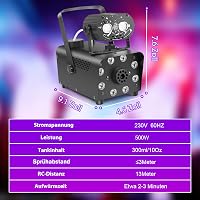 Katomi 700W füstgép RGB LED diszkó fénnyel, 2 vezeték nélküli távirányítóval 5