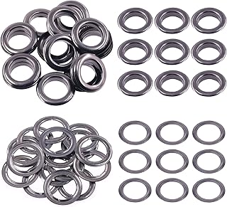 Swpeet 40Pcs - 20Sets 1" (25mm) Hole Gun-Black Grommets Thicken Metal Grommets Eyelets Grommet Kit, Metal Eyelets Kits Grommets Eyelets for Repairing Canvas, Leather, Curtains