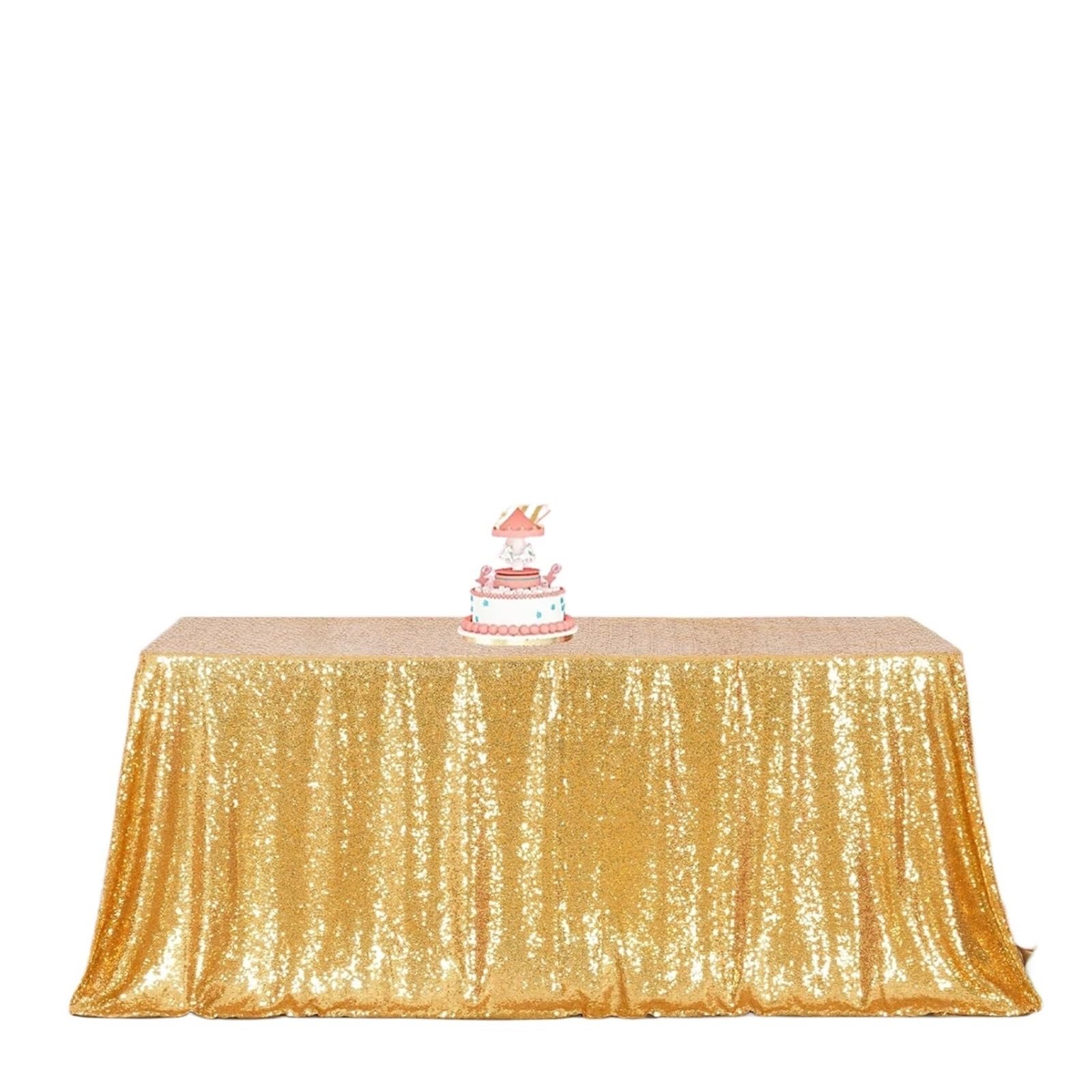 EKalgretrA Sequin Tablecloth Sequin Tablecloth Seamless Table Cover Overlay Birthday Party Supplies Shimmer for Bridal Shower Decoration(Golden,130X260cm)