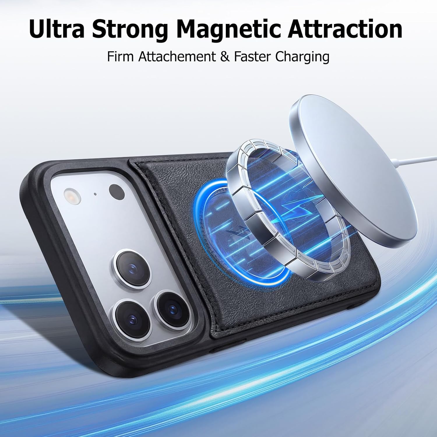 Compatible with Magsafe 3 in 1 Detachable iPhone 17 Pro Max Wallet Case with Card Holder, PU Leather Handbag Phone Purse with Zipper, RFID Blocking Strap Lanyard Kickstand Magnetic Phone Cover