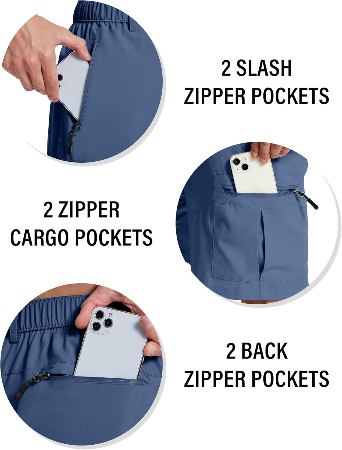 Mens Hiking Cargo Shorts 7" Inseam 6 Zipper Pockets Stretch Quick Dry Lightweight Short for Golf Casual Fishing Work - Image 3