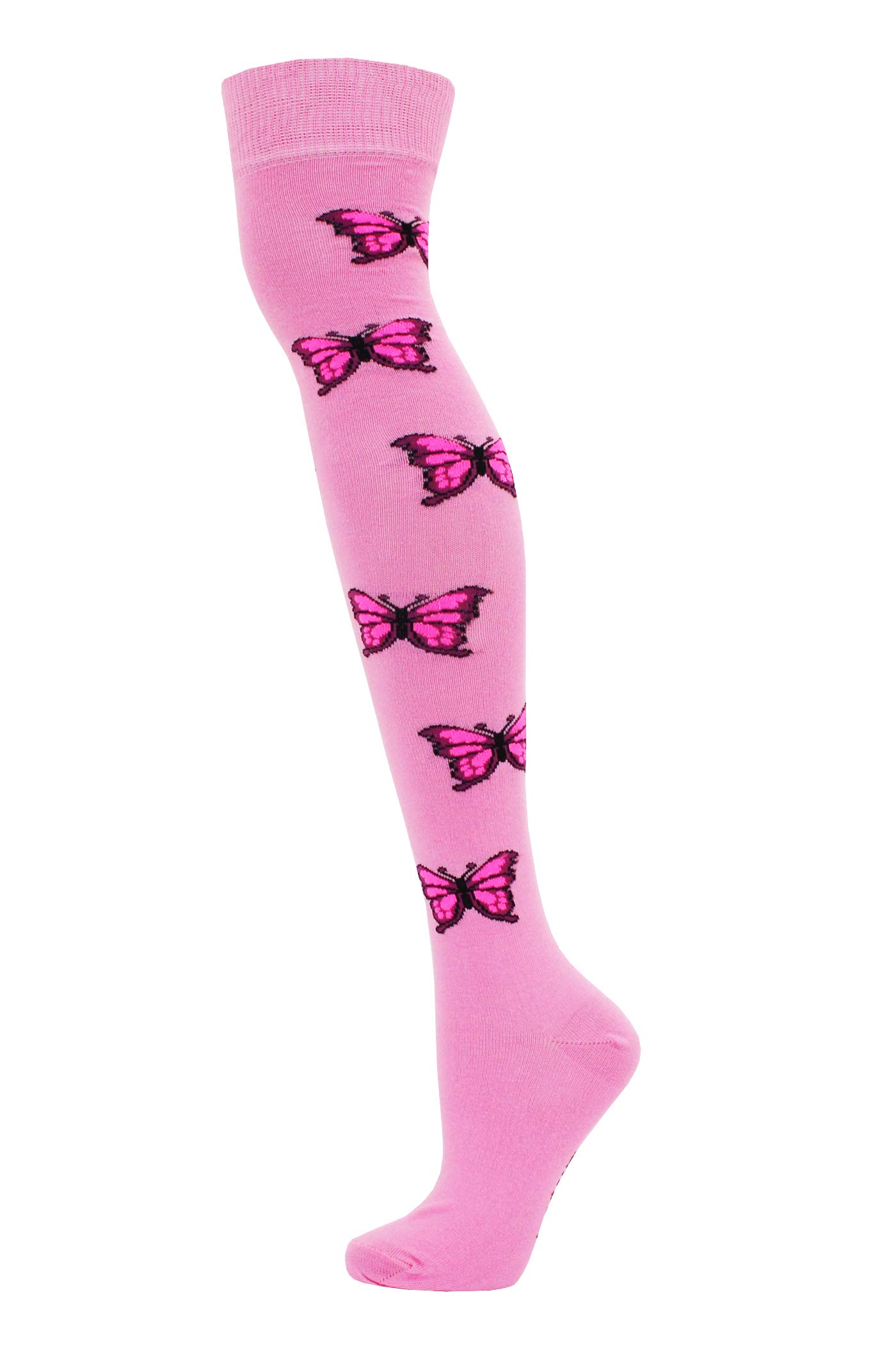 M Macahel Women's Butterfly Pink Macahel Festive Over The Knee Butterfly Design Animal Design Socks Size 4-8 (Butterfly Pink)