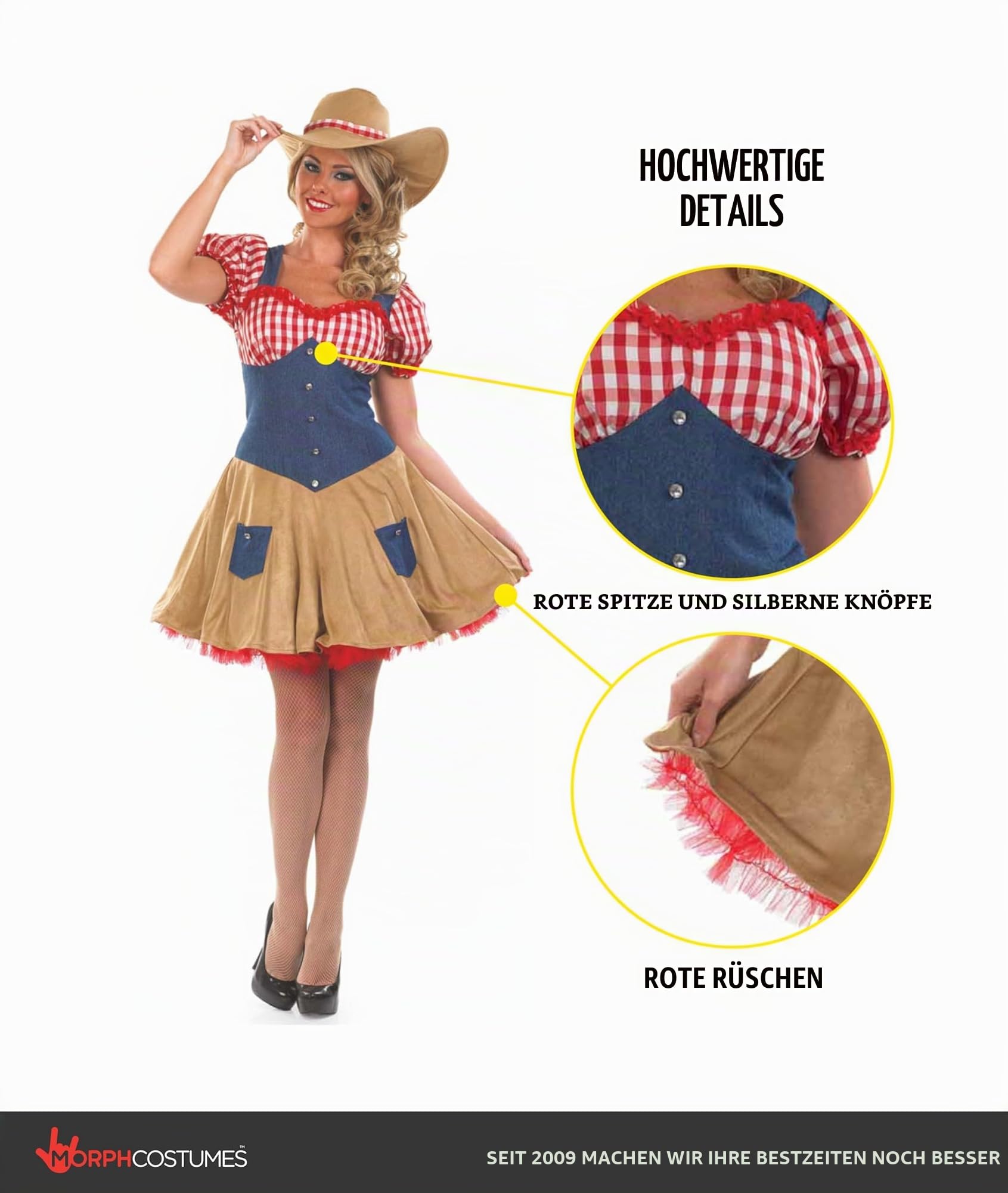 Fun Shack Kostüm Saloon Girl, Sexy Cowgirl, Western Damen, Perfekt für Fasching und Karneval