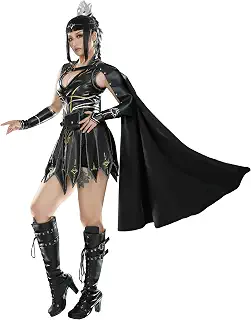 Cosplay.fm レディース ゲーム コスプレ シャドウ バトル スーツ ブラック ディープ V レザードレス ケープとボトムス