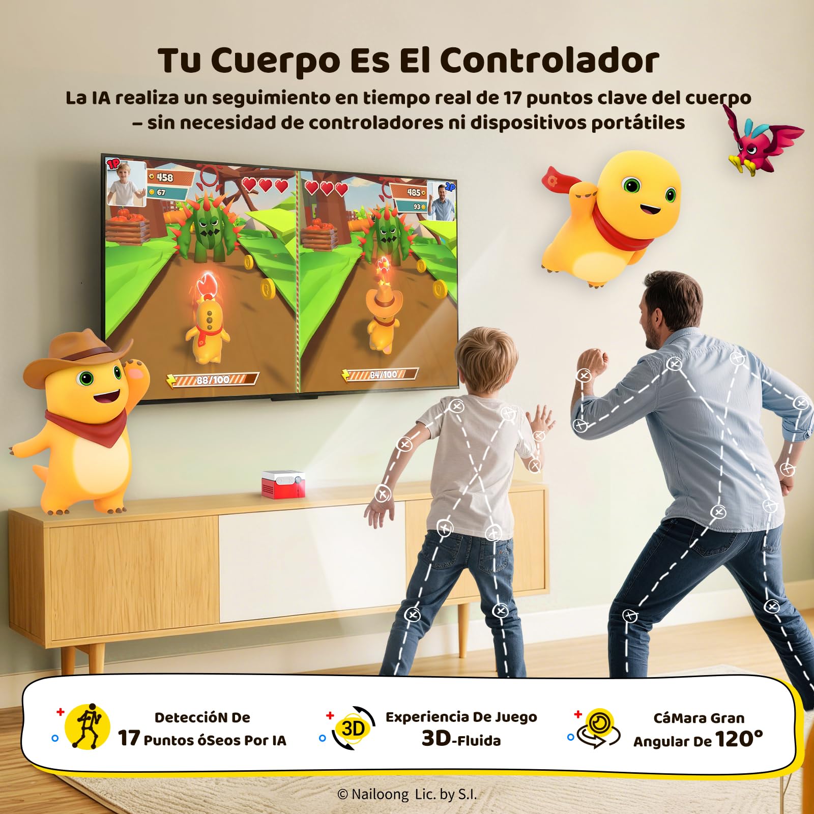 KINHANK MotionX Consola de Juegos con Sensor de Movimiento - Consola Interactiva para Padres e Hijos, Actualizaciones Continuas/Sin Controlador/Sin Suscripción, Regalo de Juguete para Niños, 41 Juegos — view 4