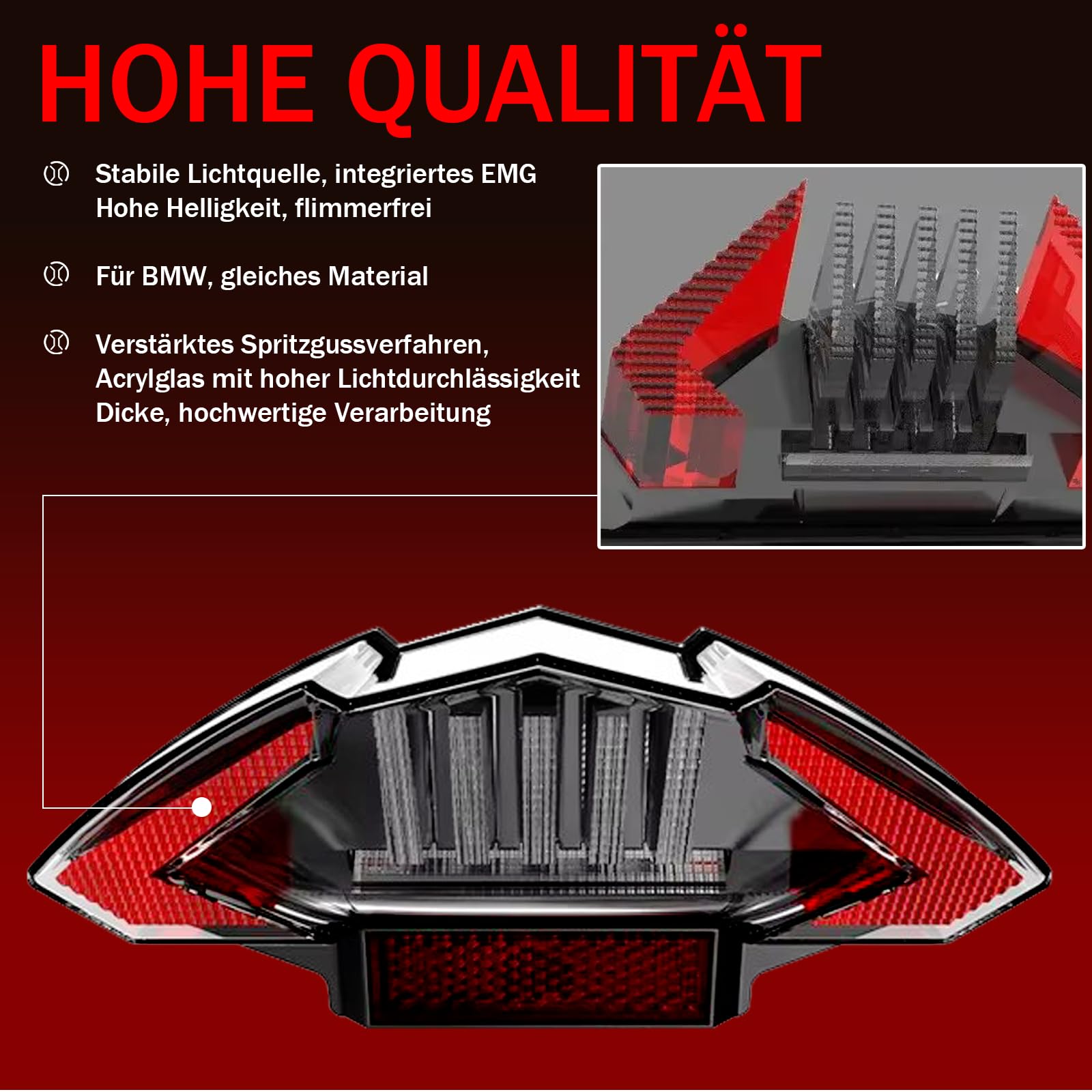 Motorrad LED Rücklicht Bremslicht E-geprüft für BMW F800GT F800R F650 R1200 GS ADV