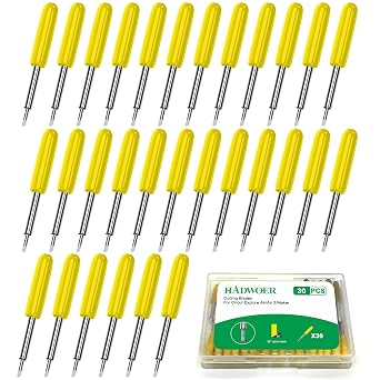 Hadwoer 30PCS Cutting Blades, 30 Degree Fine Point Blades Compatible with Explore Air 2/Air 3/Explore 4/Maker/Maker 3/Expression, Vinyl Fabric Cutting Replacement Blades