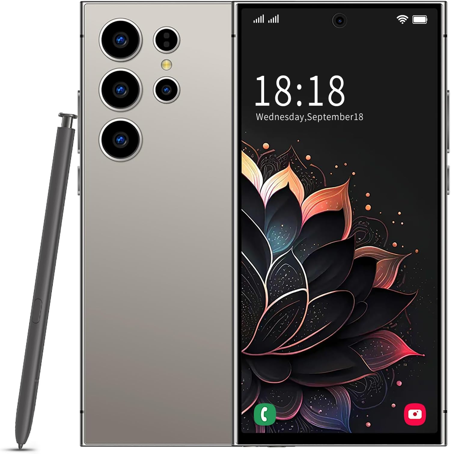 C24 Ultra Unlocked Phone, 6.8" HD Unlocked Android 14 Phones, 8GB+256GB Storage Smartphone, Octa Core CPU, 6800mAh Battery, Face ID/Dual SIM Cell Phone (Grey)