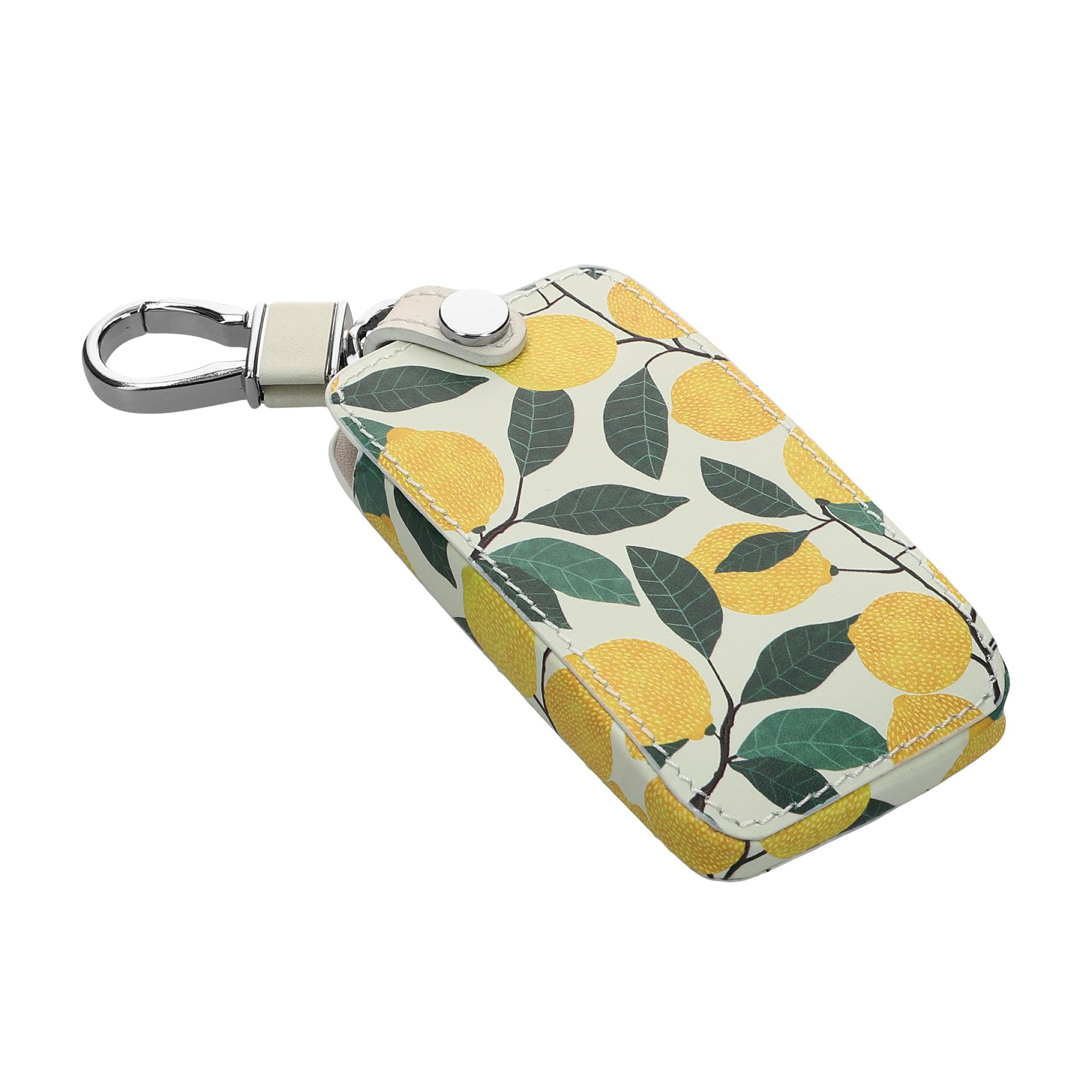 kwmobile Etui na klucze kompatybilne z kluczem samochodowym Renault z 4 przyciskami (tylko Keyless Go) - sztuczna skóra - cytryny żółty/zielony/beżowy