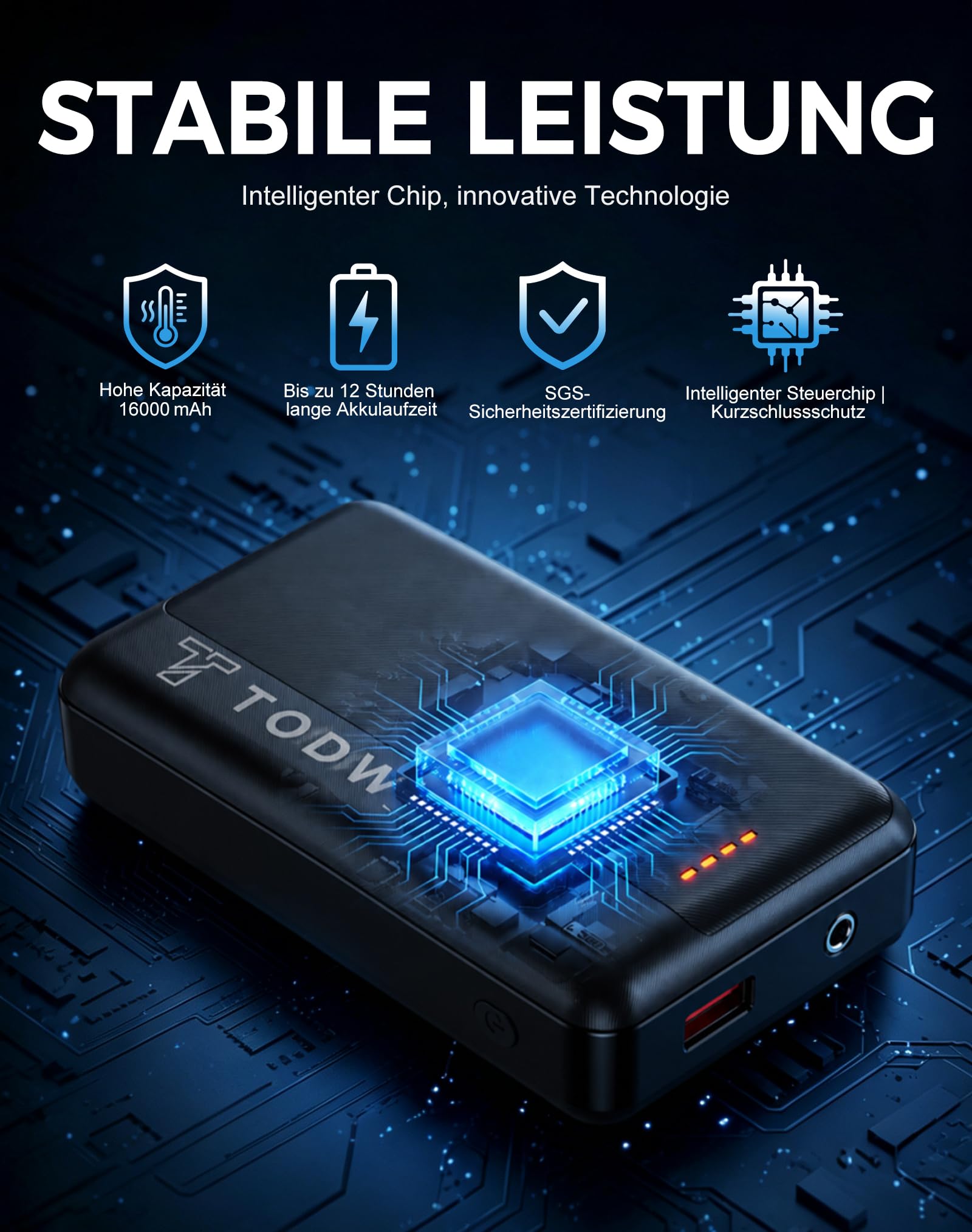 Fleece Heizweste Herren Beheizbare Weste mit 16000mAh Powerbank